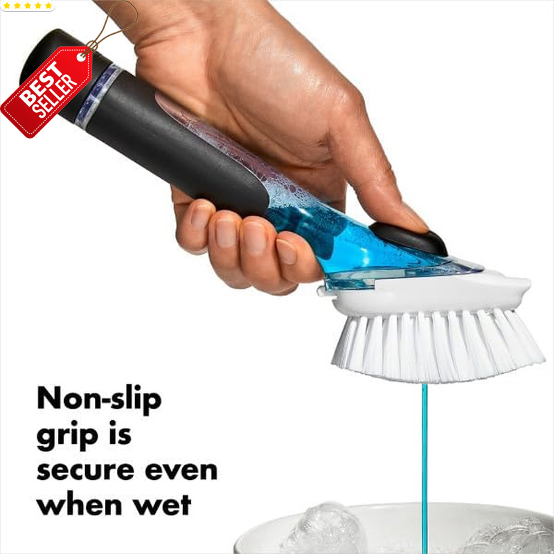 Good Grips Soap Dispensing Dish Scrub Brush, Cleaning Brush for Kitchen