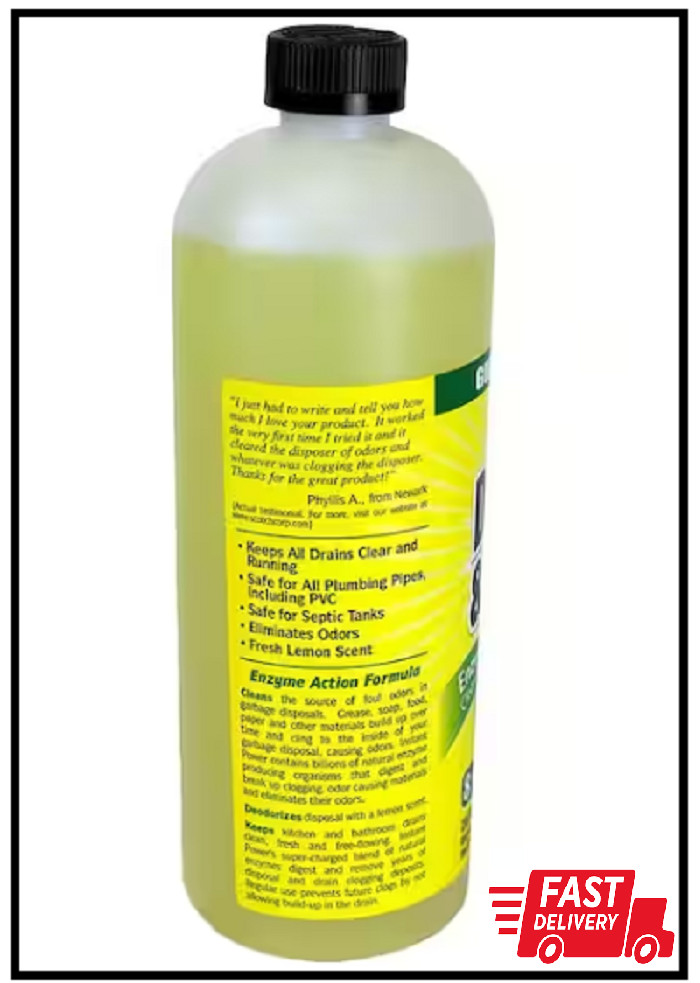 Garbage Disposal Drain Cleaner and Odor Remover for Sink 33.8 Oz. Lemon