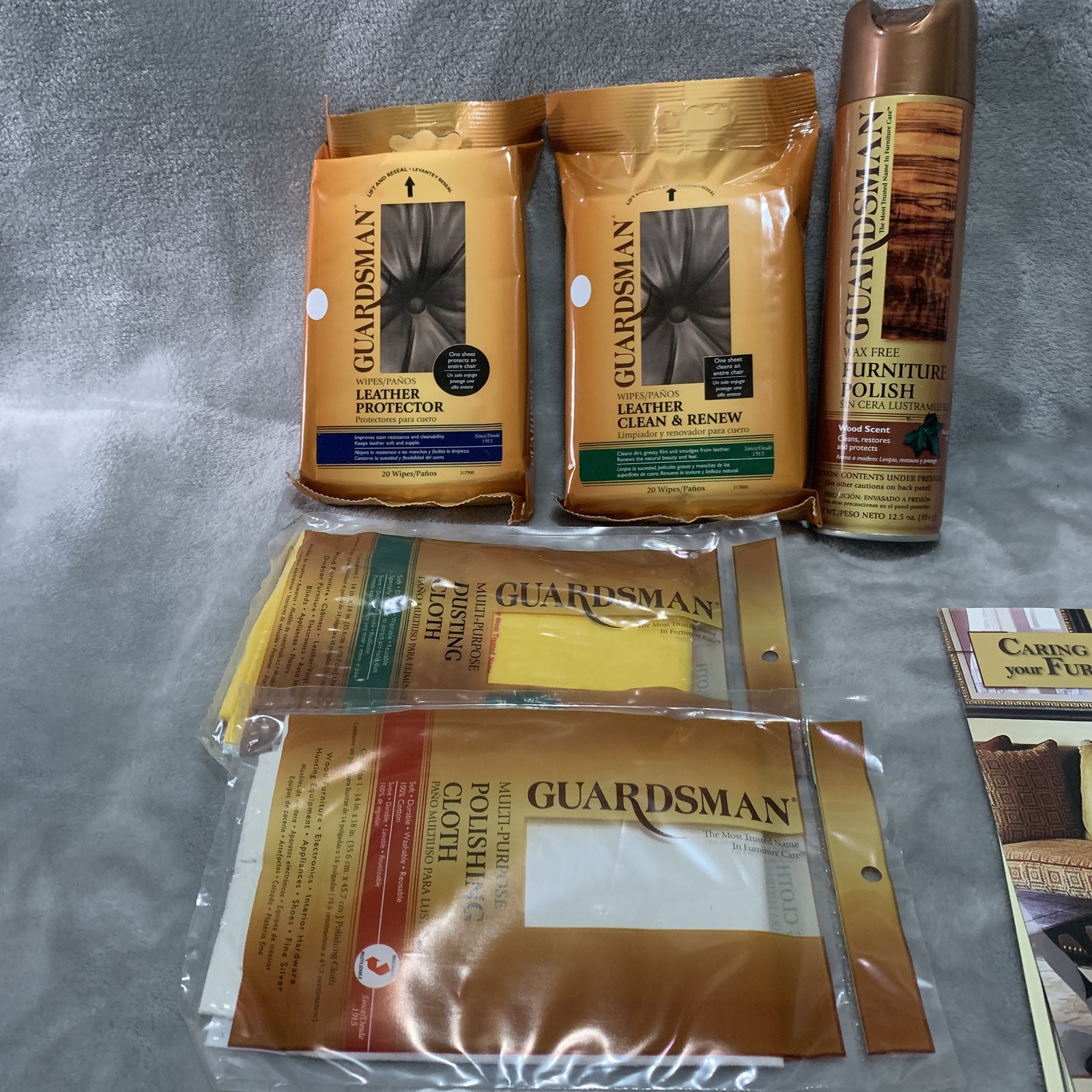 Guardsman Leather Furniture Care Kit Cleaner Protector Wipes Polish Dusting