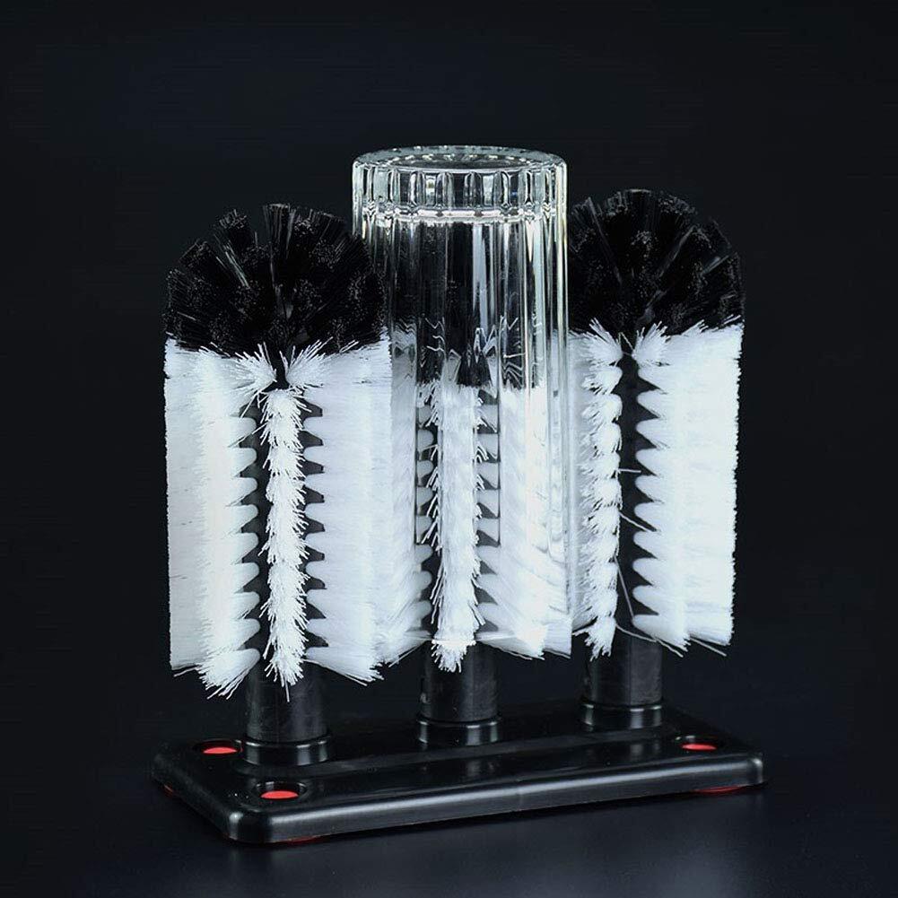 Water Bottle Cleaning Brush Glass Cup Washer with Suction Base 3 Head Bristle…