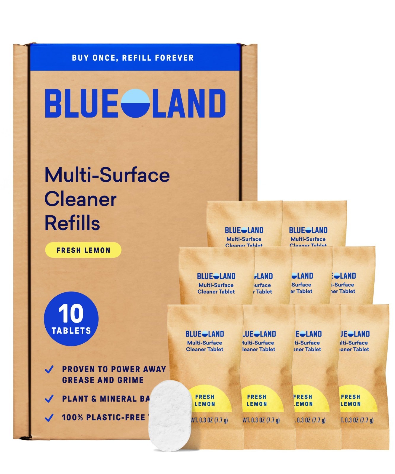 Eco-Friendly Multi-Surface Spray Cleaner Refill 10-Pack, Eucalyptus Mint, Plasti