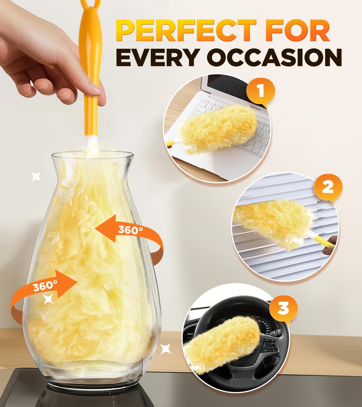 60 Heavy Duty Duster Refills, 360° Multisurface, 4X Microfiber, Unscented, Dispo