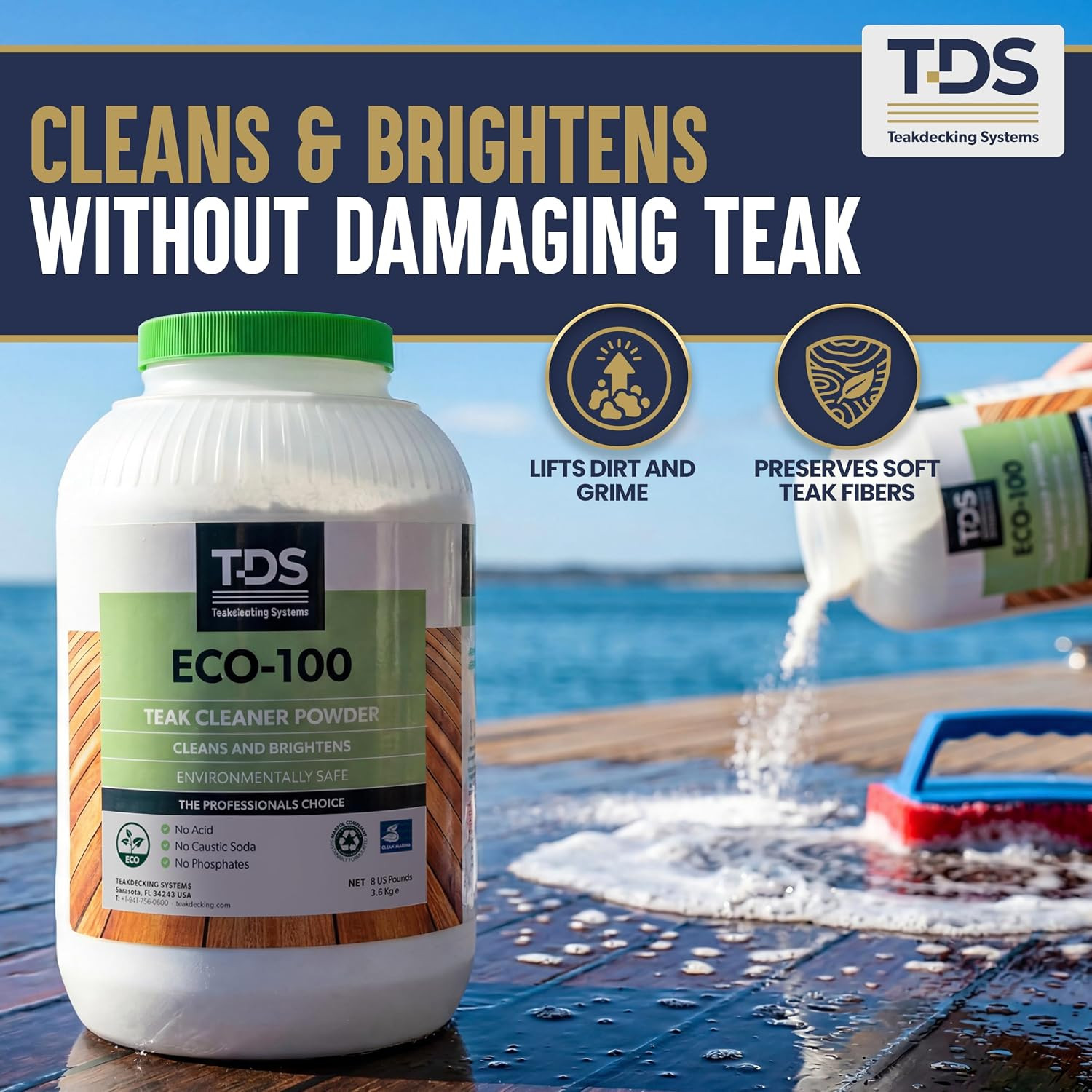 Teak Cleaner Powder, 8Lb – ECO-100 – Concentrated, High Per