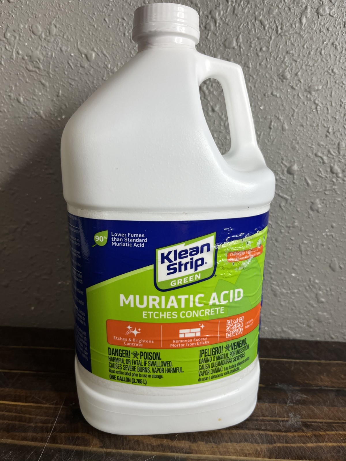 Klean Strip Green Muriatic Acid Etches Concrete Lower Fumes 1 Gallon Jug 2-Pack