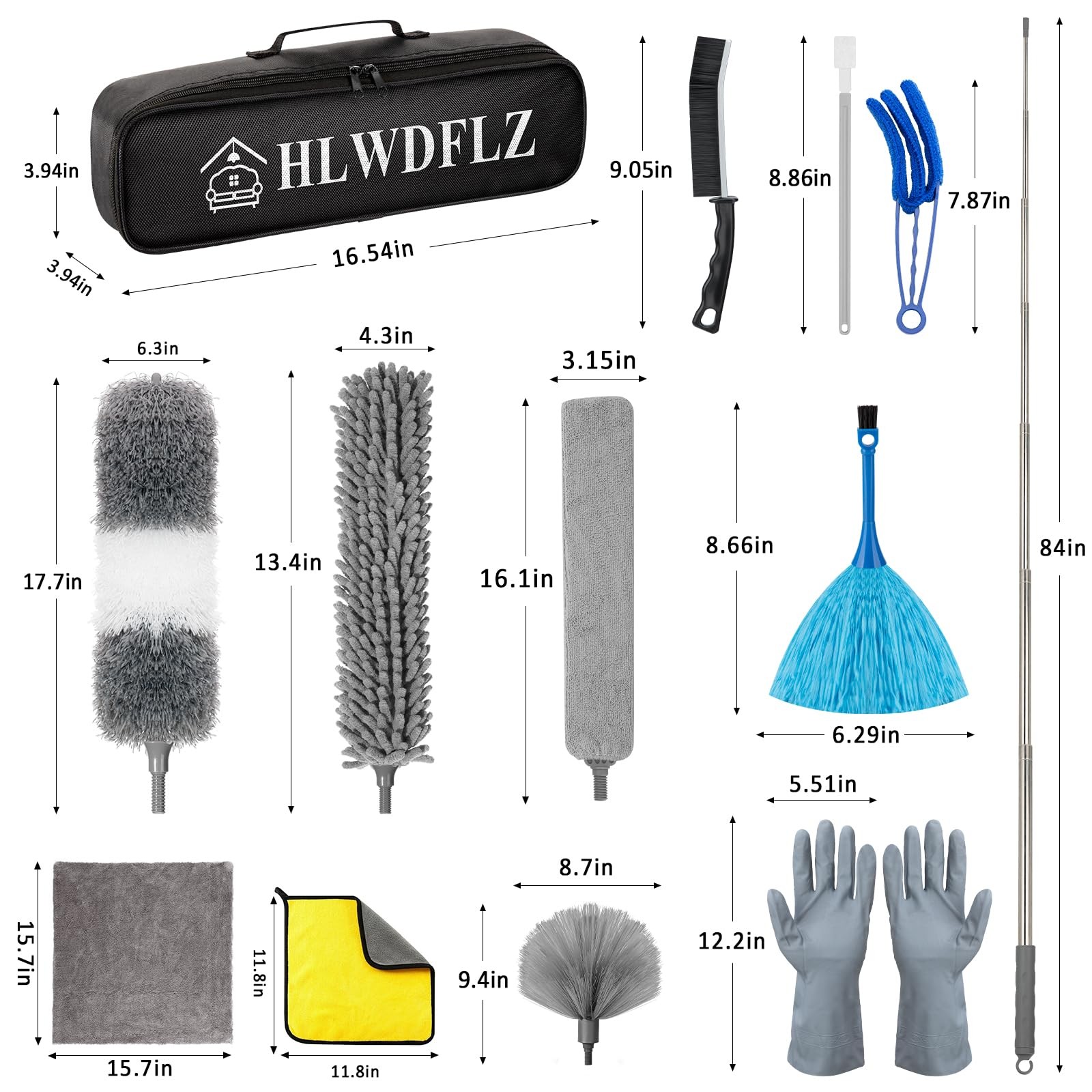 Microfiber Duster Kit 25pcs with 30 to 100 Inches Extension Pole and Baseboar…