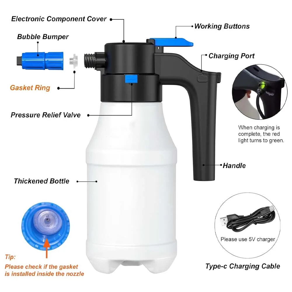 Electric Foam Sprayer Rechargeable Car Washing Irrigation Cleaner Cleaning Tools