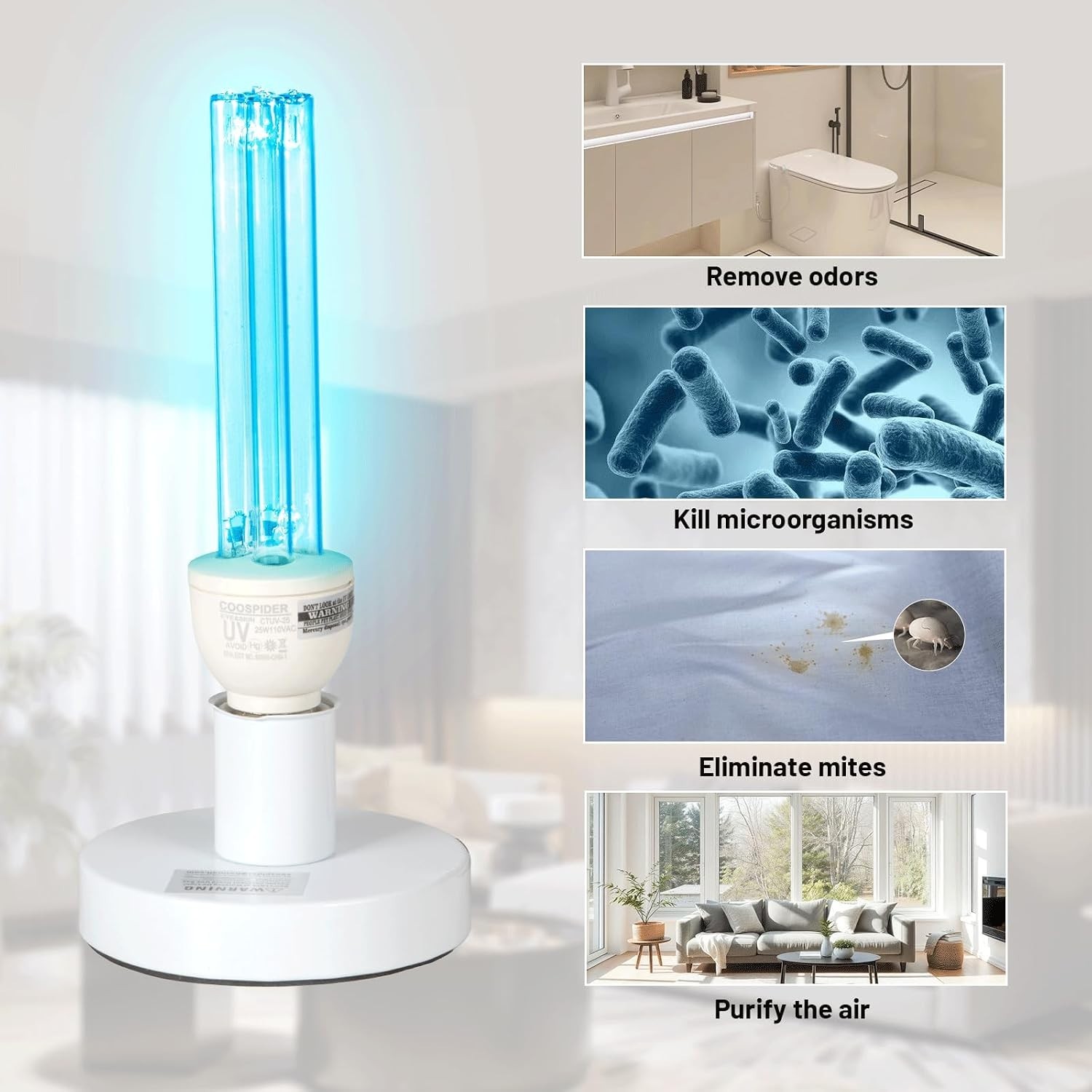 Bedroom/Kitchen/Bathroom UV Light – 25W E26 Base