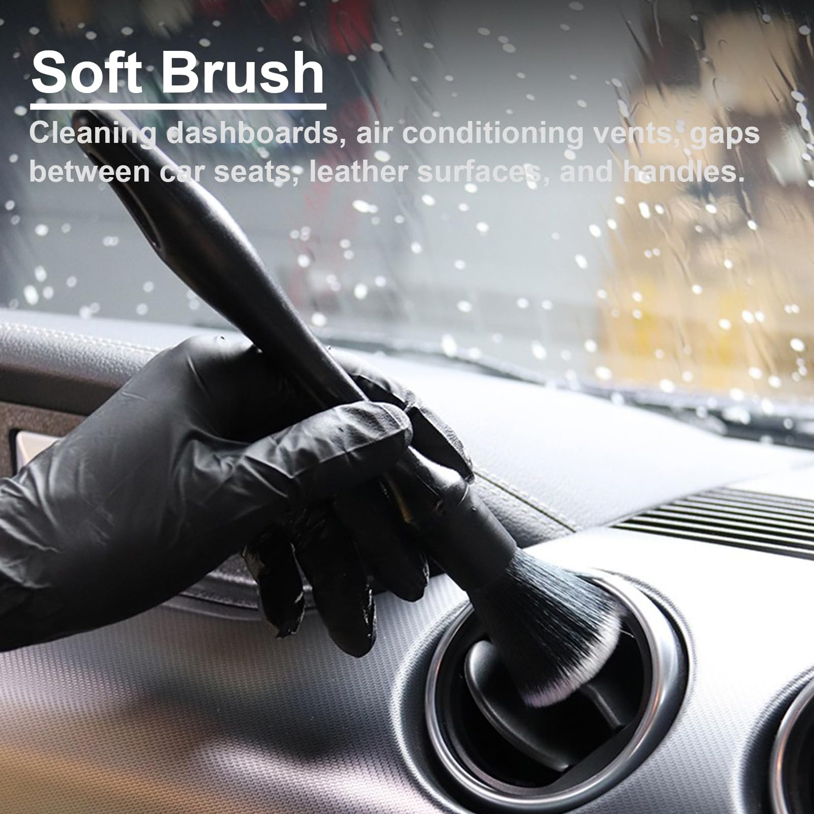 4 PCS Car Detailing Brush Set for Cleaning Interior or Exterior, Boars Bristl…
