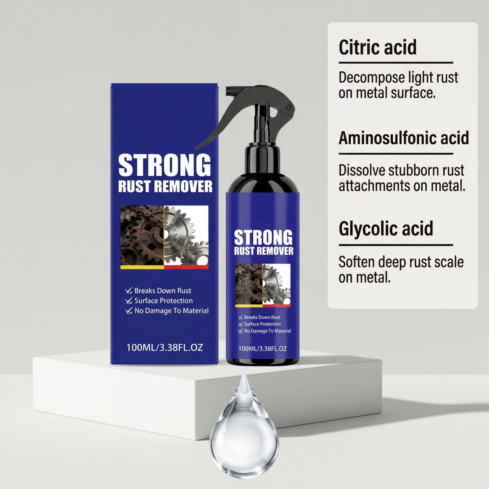 Strong Rust Remover 100ml Metal Stain Cleaner Rust Cleaner for Kitchen Garage