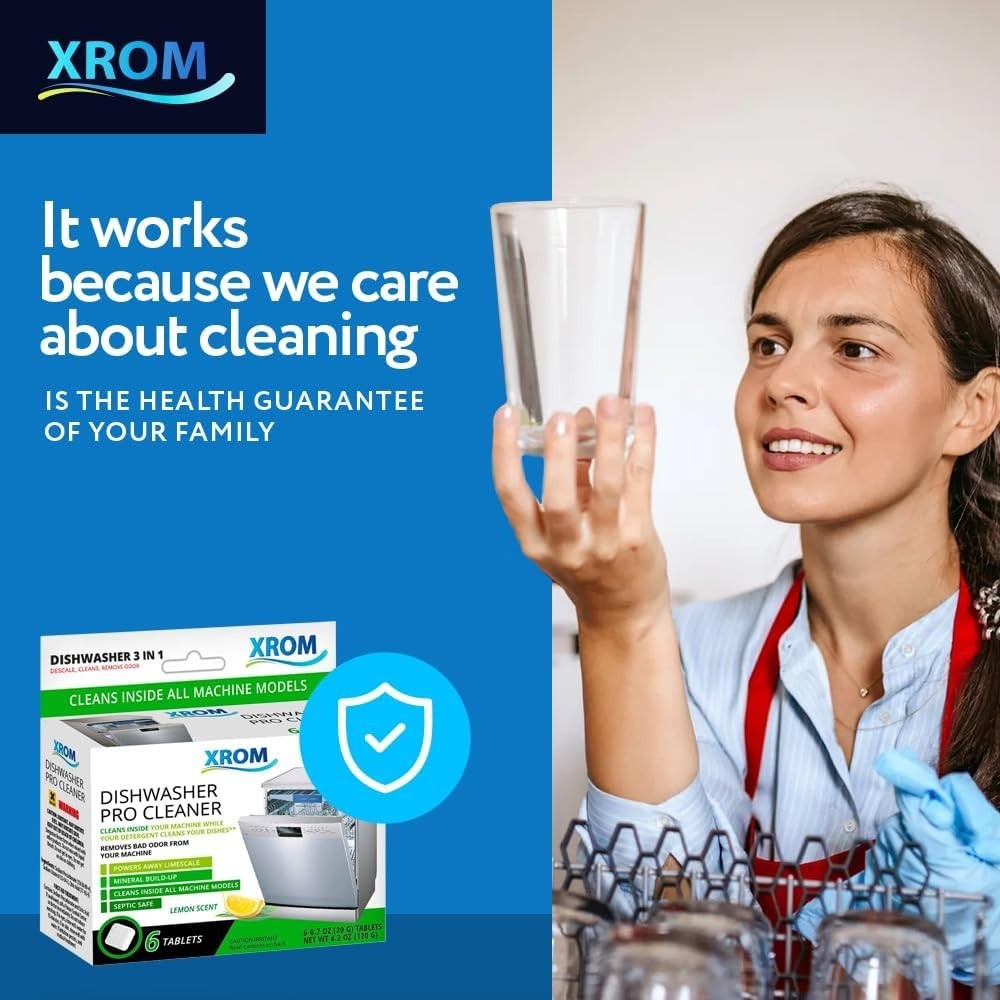 Lemon Scented Biodegradable Dishwasher Cleaner Tablets – 6 Count for Freshness