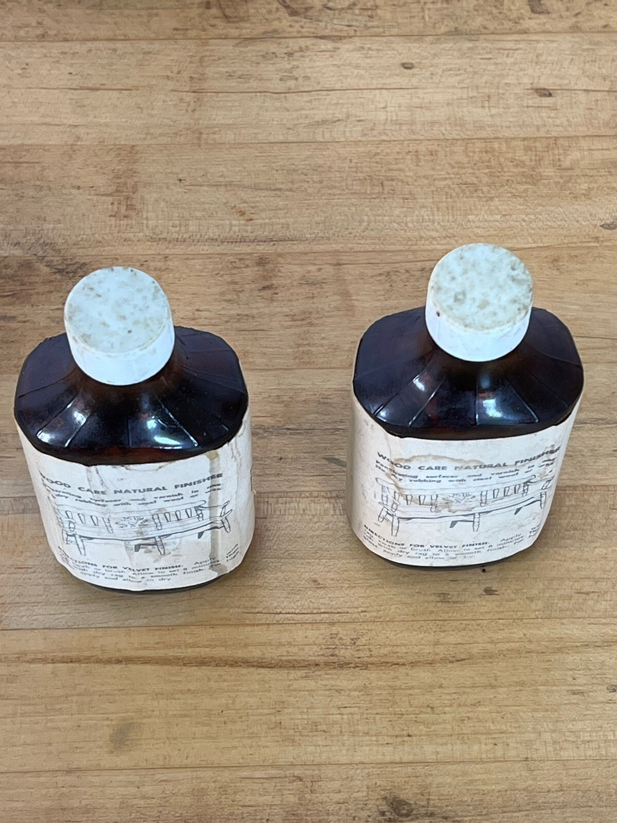 2 Vintage 6 oz Bottles WOOD CARE NATURAL FINISHER Product of THRIFT SHOP METHODS