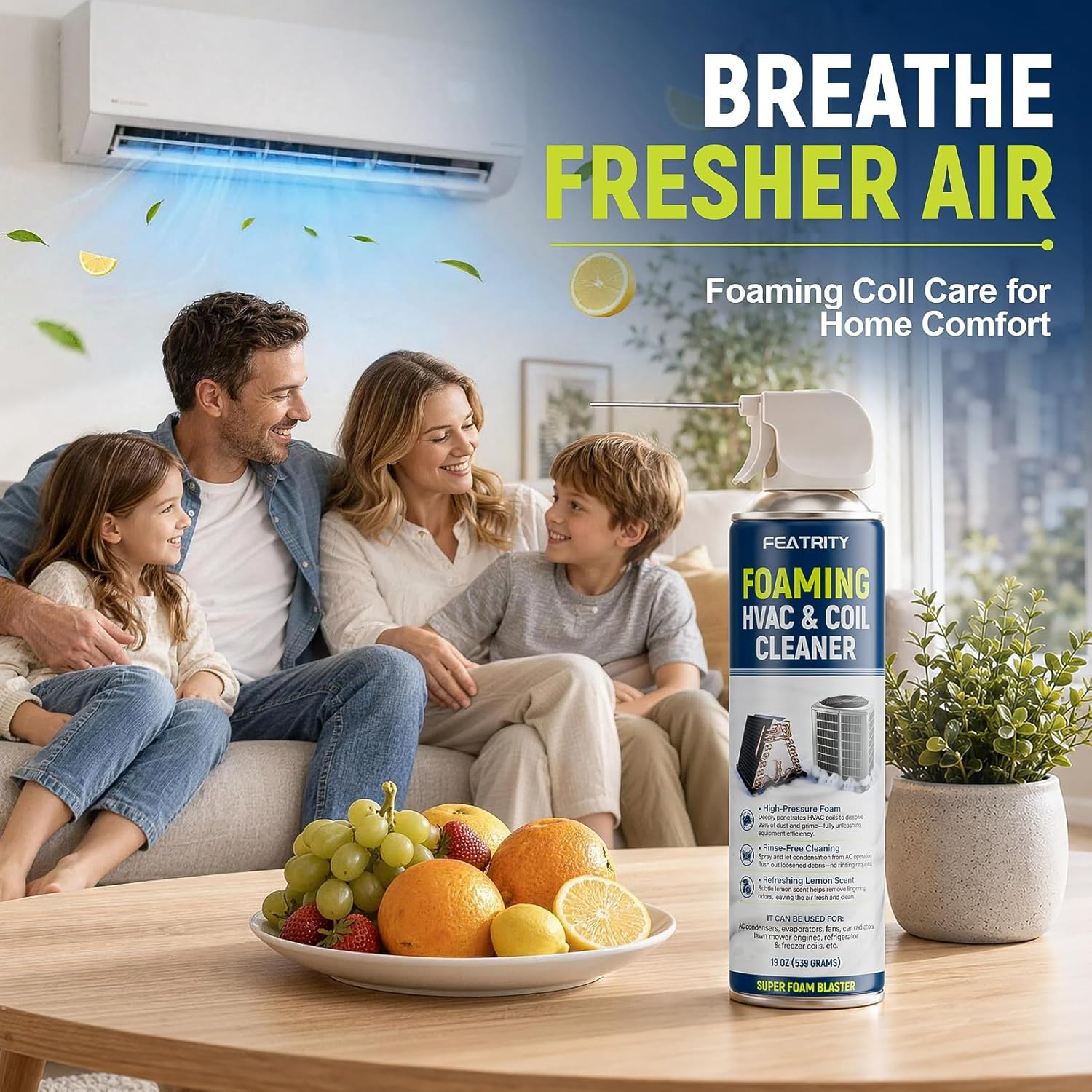 Foaming AC Coil Cleaner: Deep-Penetrating No-Rinse Foam Cleaning
