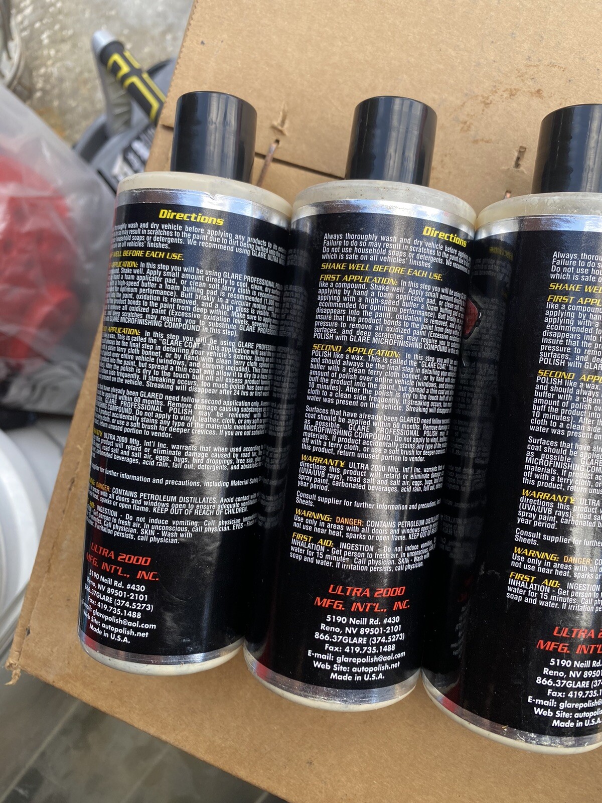 GLARE Ultra 2000 PROFESSIONAL AUTO CAR PAINT POLISH WAX 12OZ 4 BOTTLE LOT NEW!
