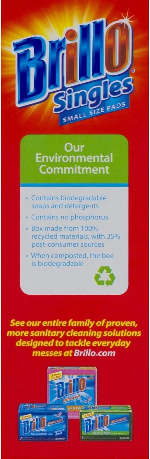 Brillo Single Use Steel Wool Soap Pads, Smaller Size Original Red Scent, 15 Coun