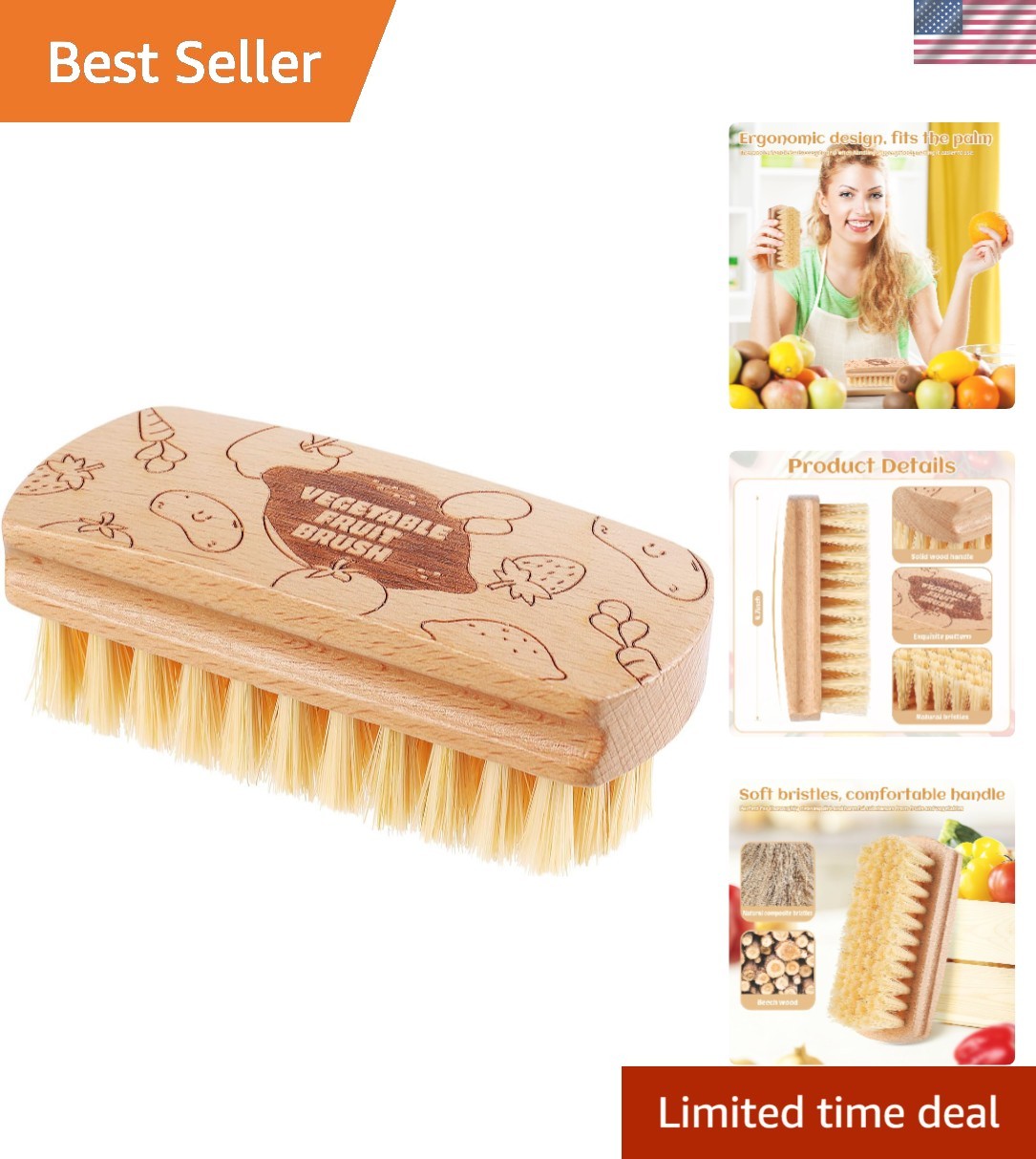 Gentle Yet Durable Fruit and Vegetable Scrubber for Everyday Kitchen Tasks