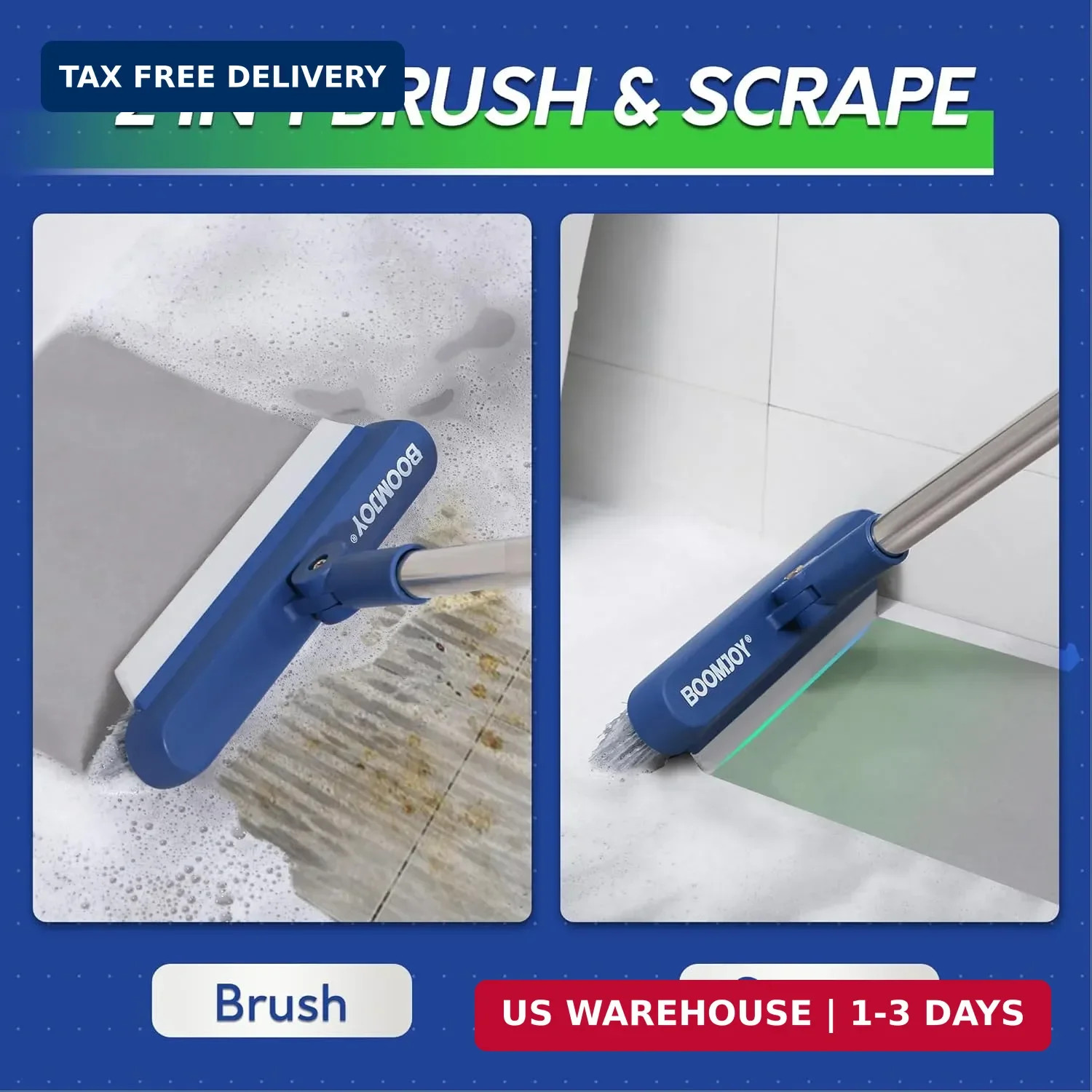 Grout Brush with Long Handle Stiff Bristles Tile Floor Scrubber for Shower Bath
