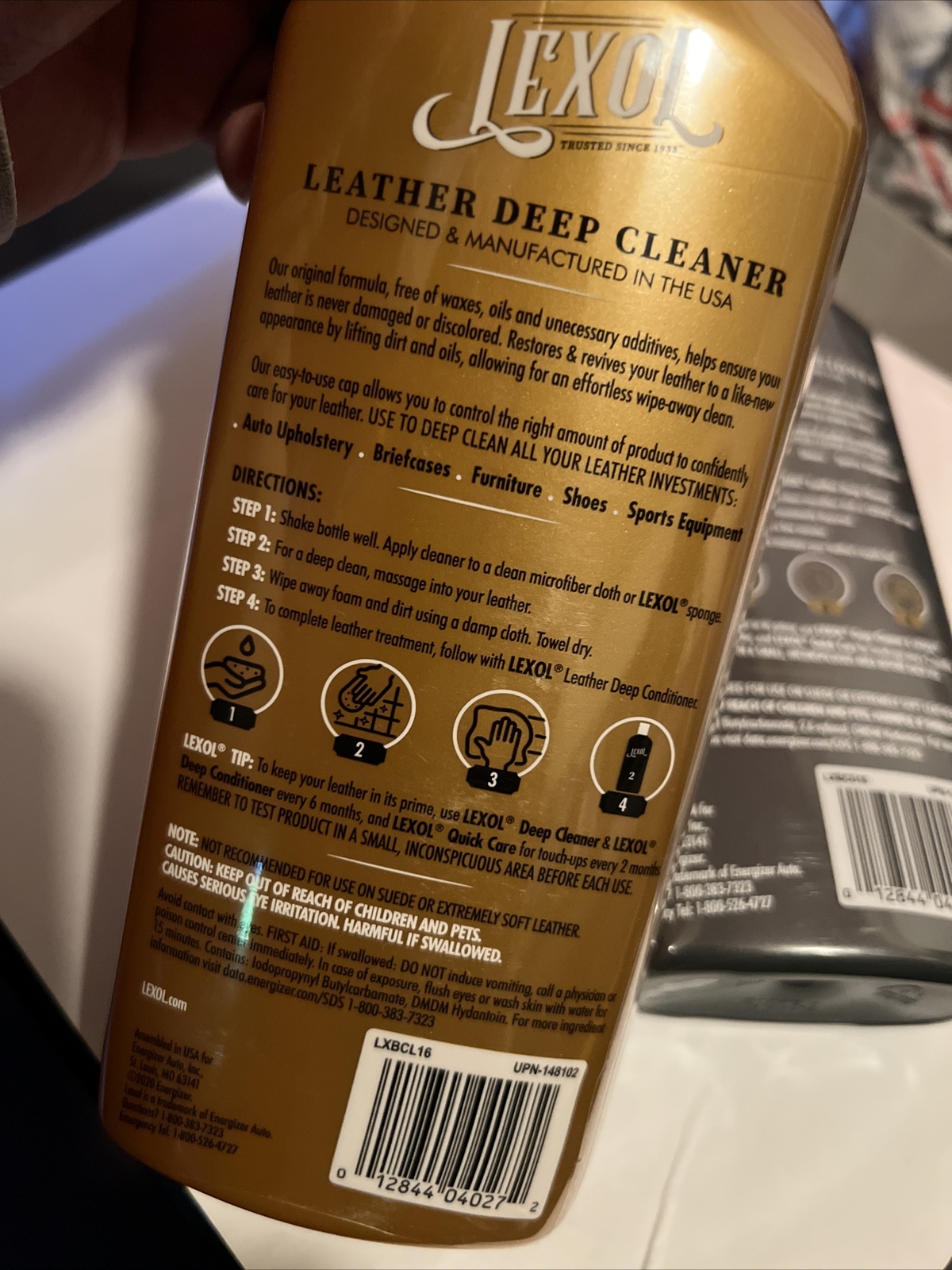 Lexol All Leather Care, Step 1 & 2 Cleaner Conditioner Restores Revives 16.9 oz