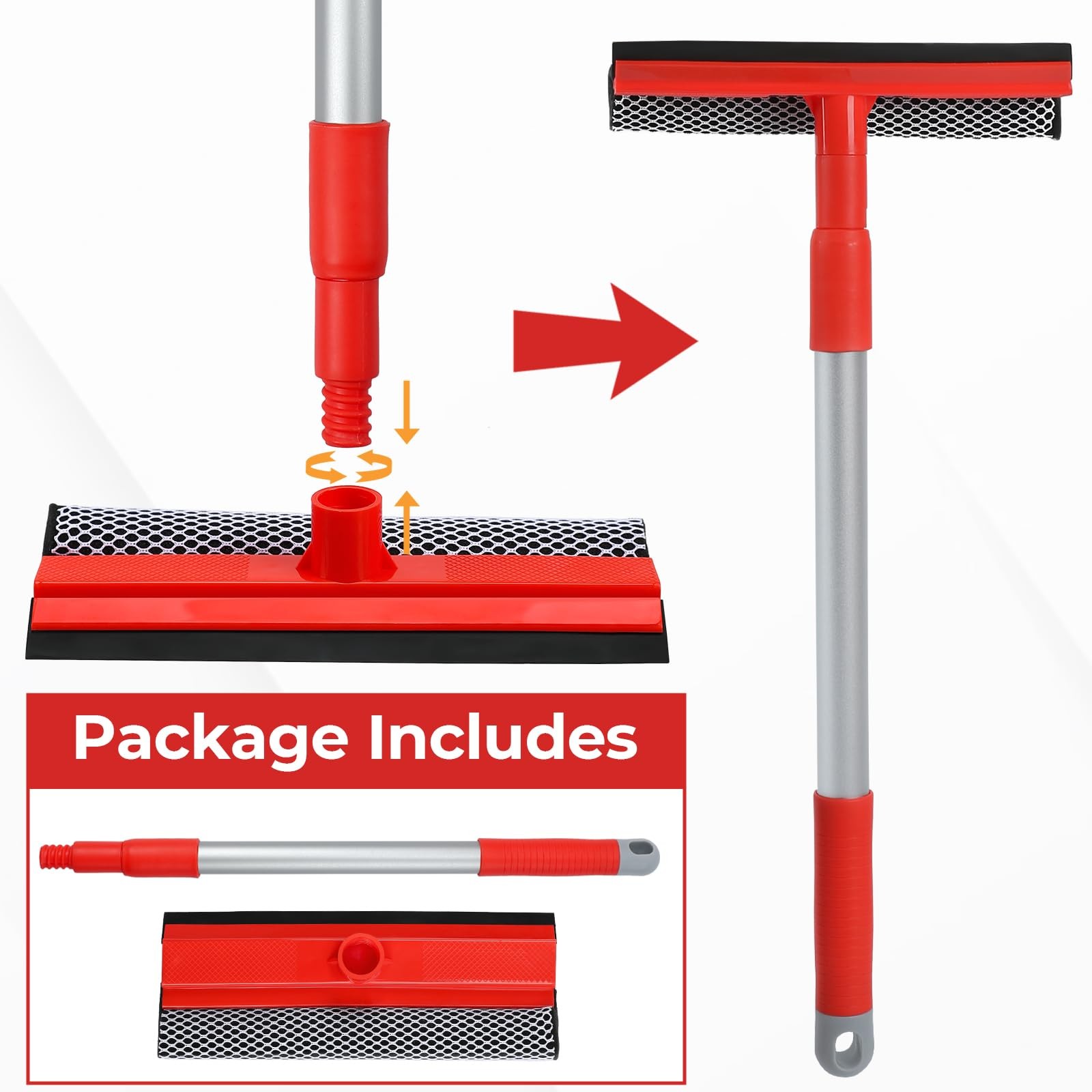 MAVRIZ Windshield Cleaner Tool 2 in 1 Car Window Squeegee with Extendable Handle