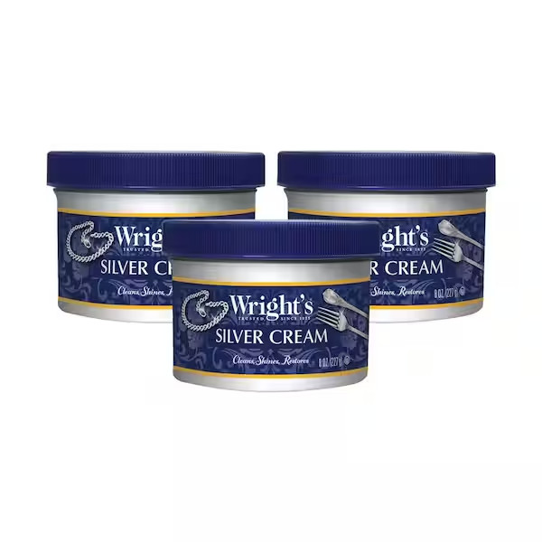 Silver Polish Cream 8oz 3 Pk Wrights Tarnish Remover Metal Cleaner Shine Protect