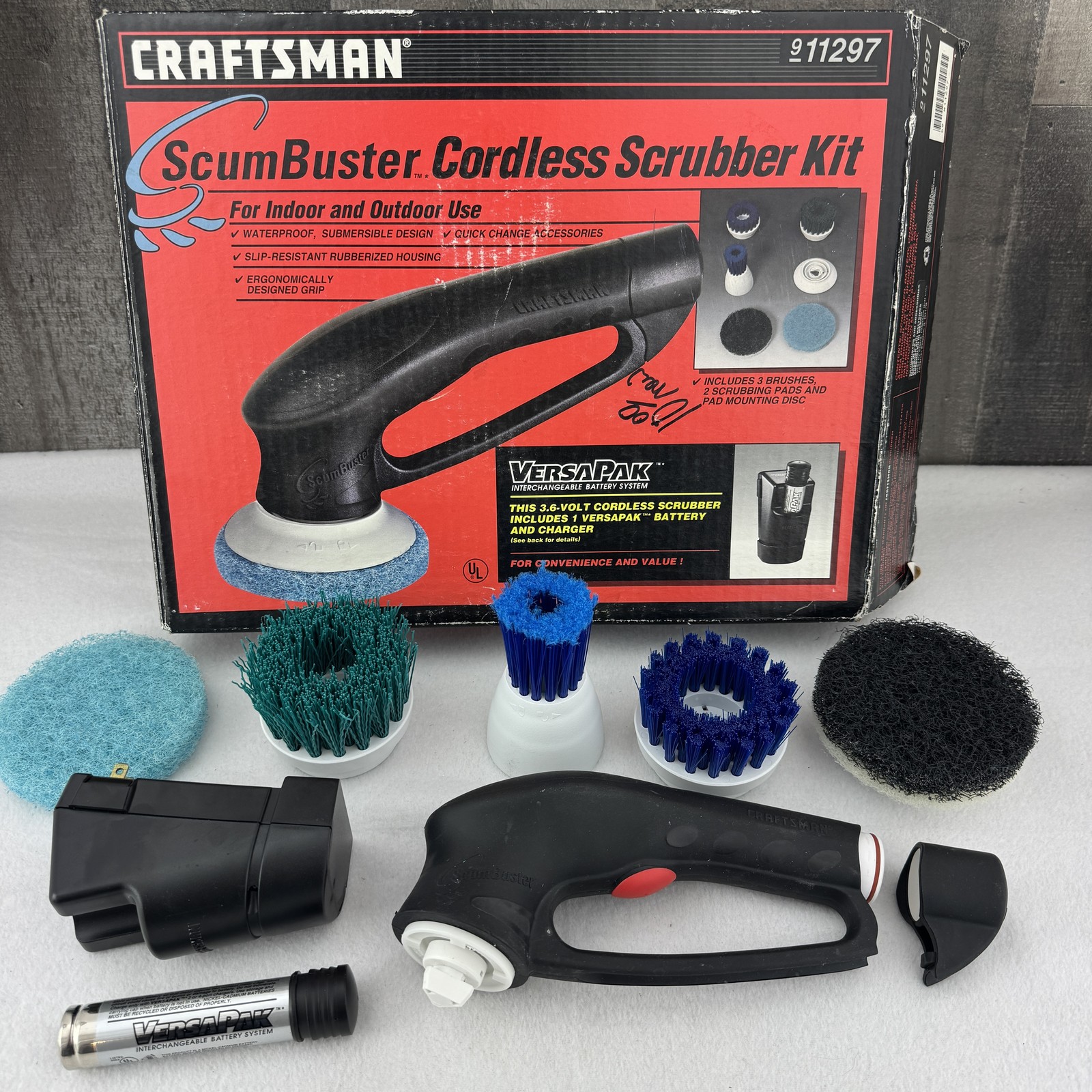 Craftsman ScumBuster Cordless Scrubber Kit Waterproof Indoor Outdoor