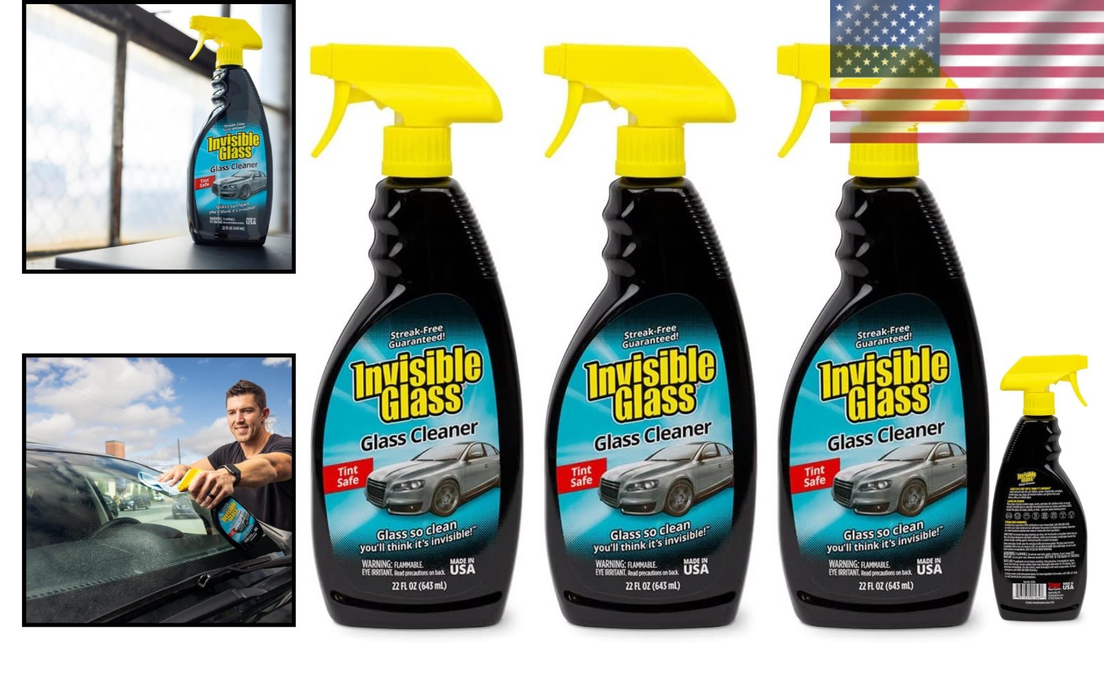 Professional-Grade Glass Cleaner Spray – 22 oz (3-Pack), Residue & Ammonia Free