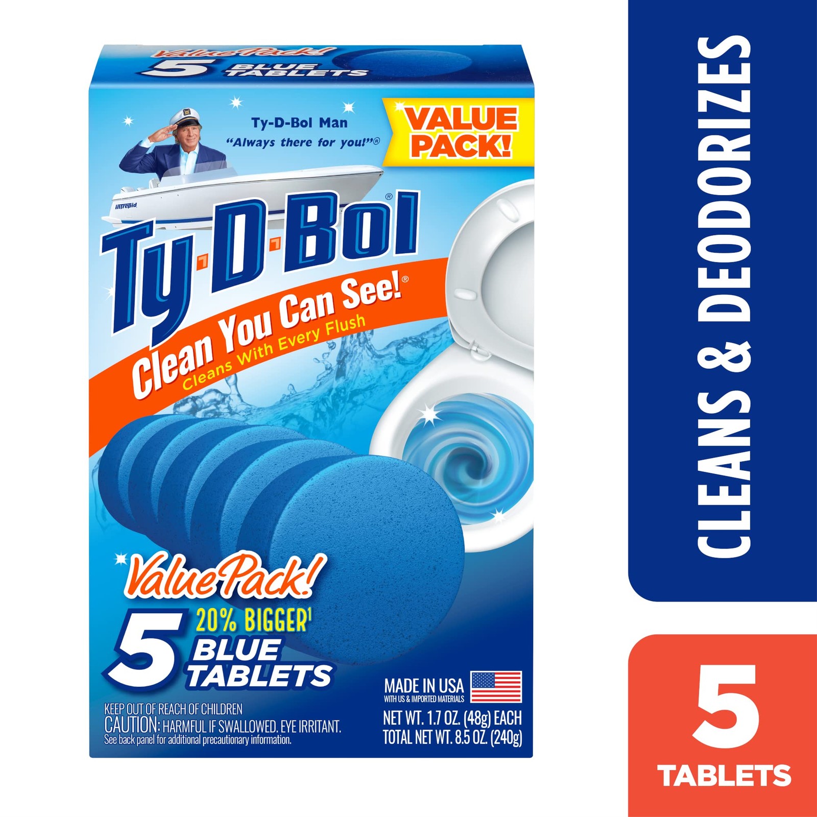 Blue Tablets Value 5 Pack, Cleans and Deodorizer Toilets for a Fresh Smelling…