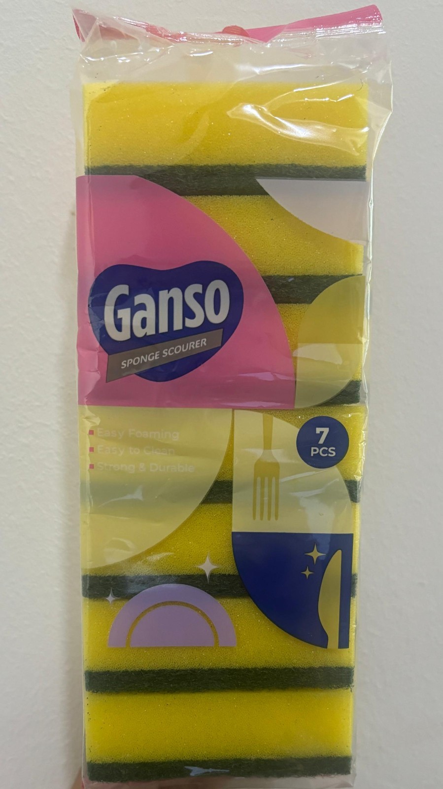 Ganso sponged scourer x 7pcs 9cm x 6cm x 3cm