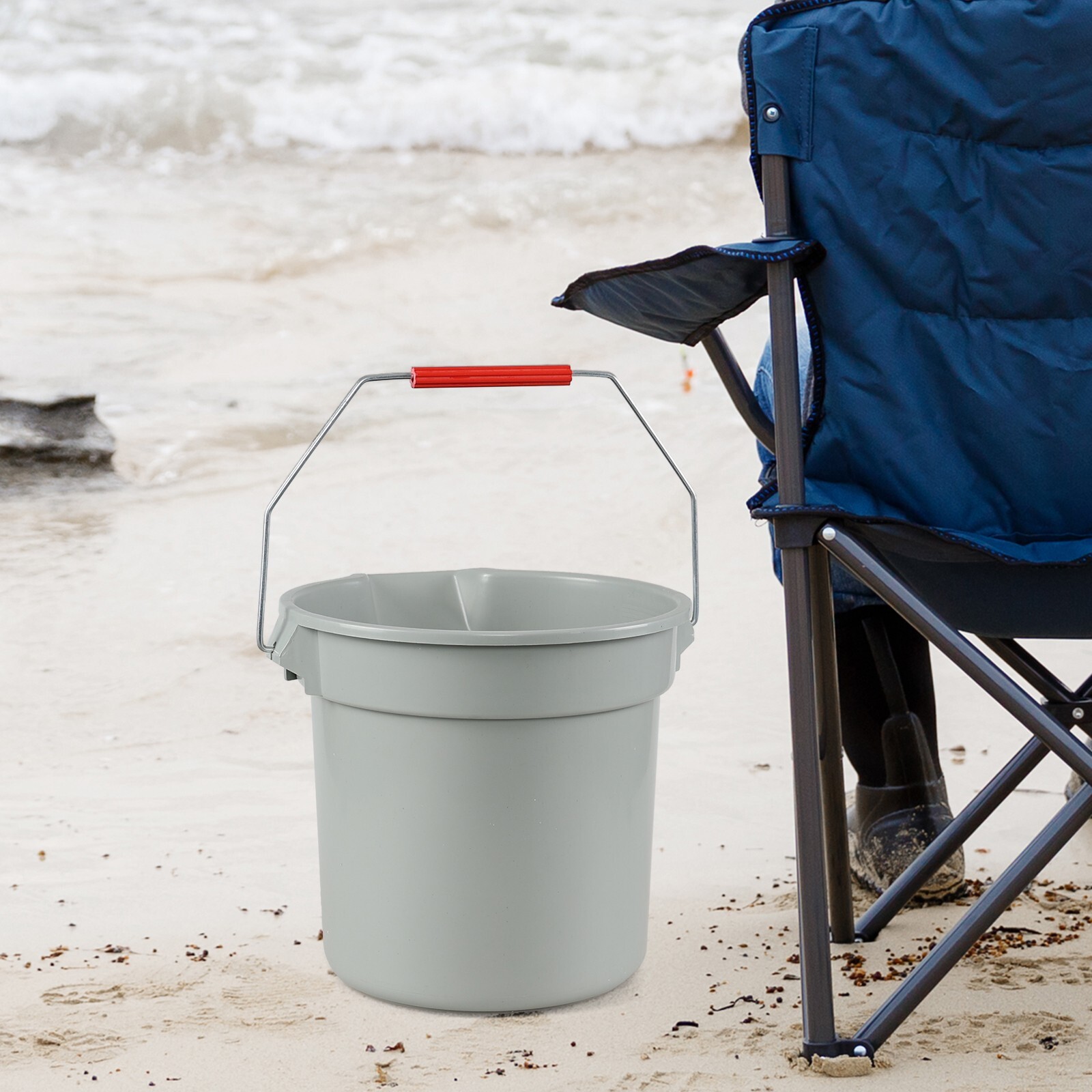 4/6 Pack 14 Qt Commercial Cleaning Pail w/ Handle, Heavy Duty Round Utility Pail