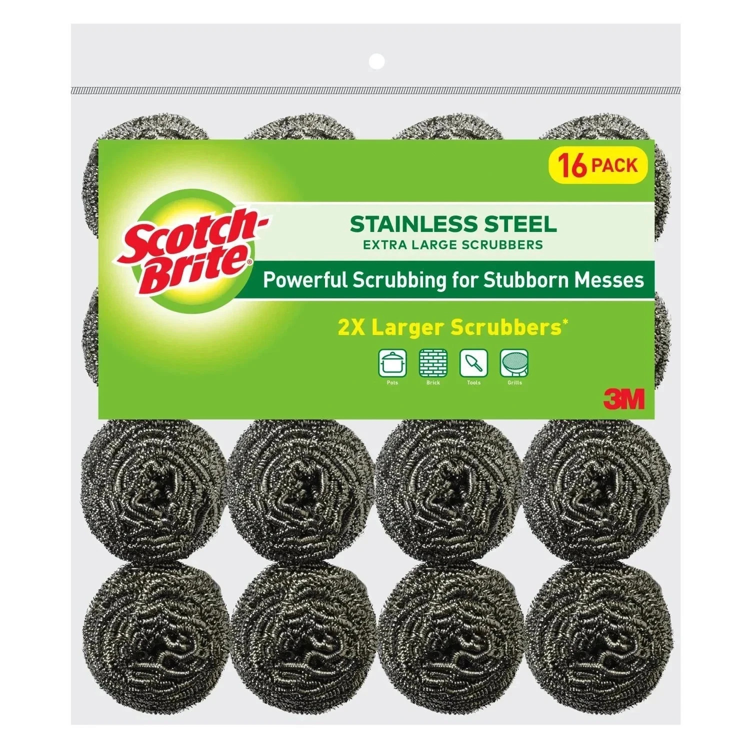 Scotch-Brite Stainless Steel Extra Large Scrubbers,16 count. Free Shipping