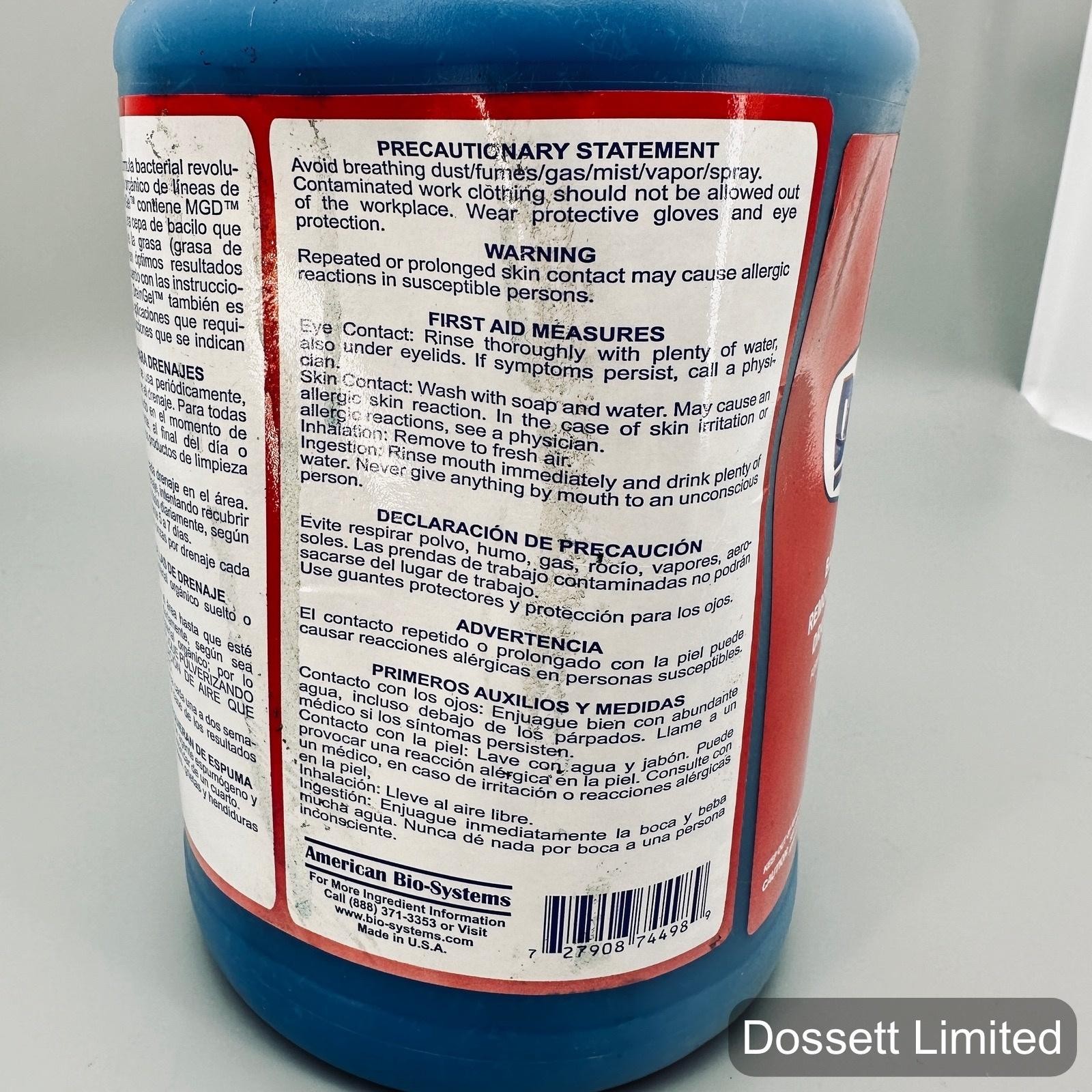 DrainGel Bacterial Drain Clog Remover 1 Gallon Gel Heavy Duty Grease Cleaner