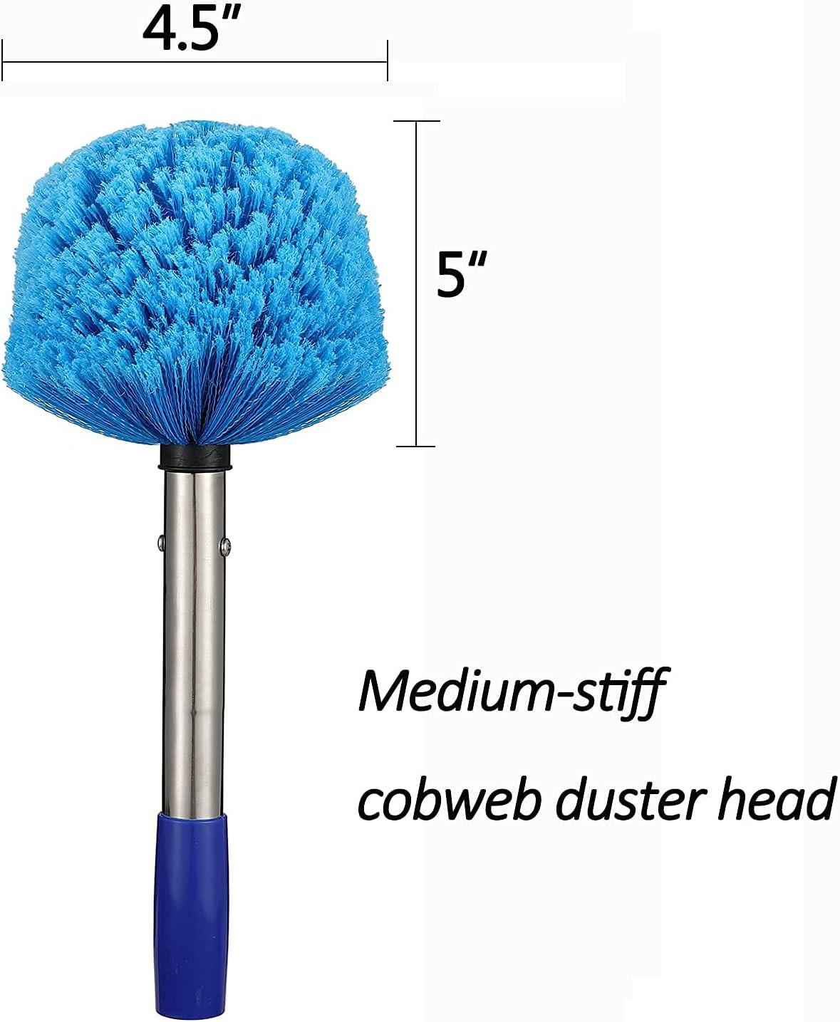 48″ Long Extend Handle Cobweb Duster Reach Medium Stiff Bristle Brush Cleaning