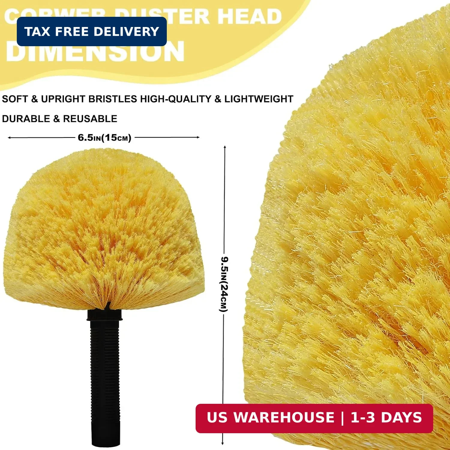 2 Pack Twist-On Cobweb Duster Head Brush – Efficient Indoor & Outdoor Spider Web
