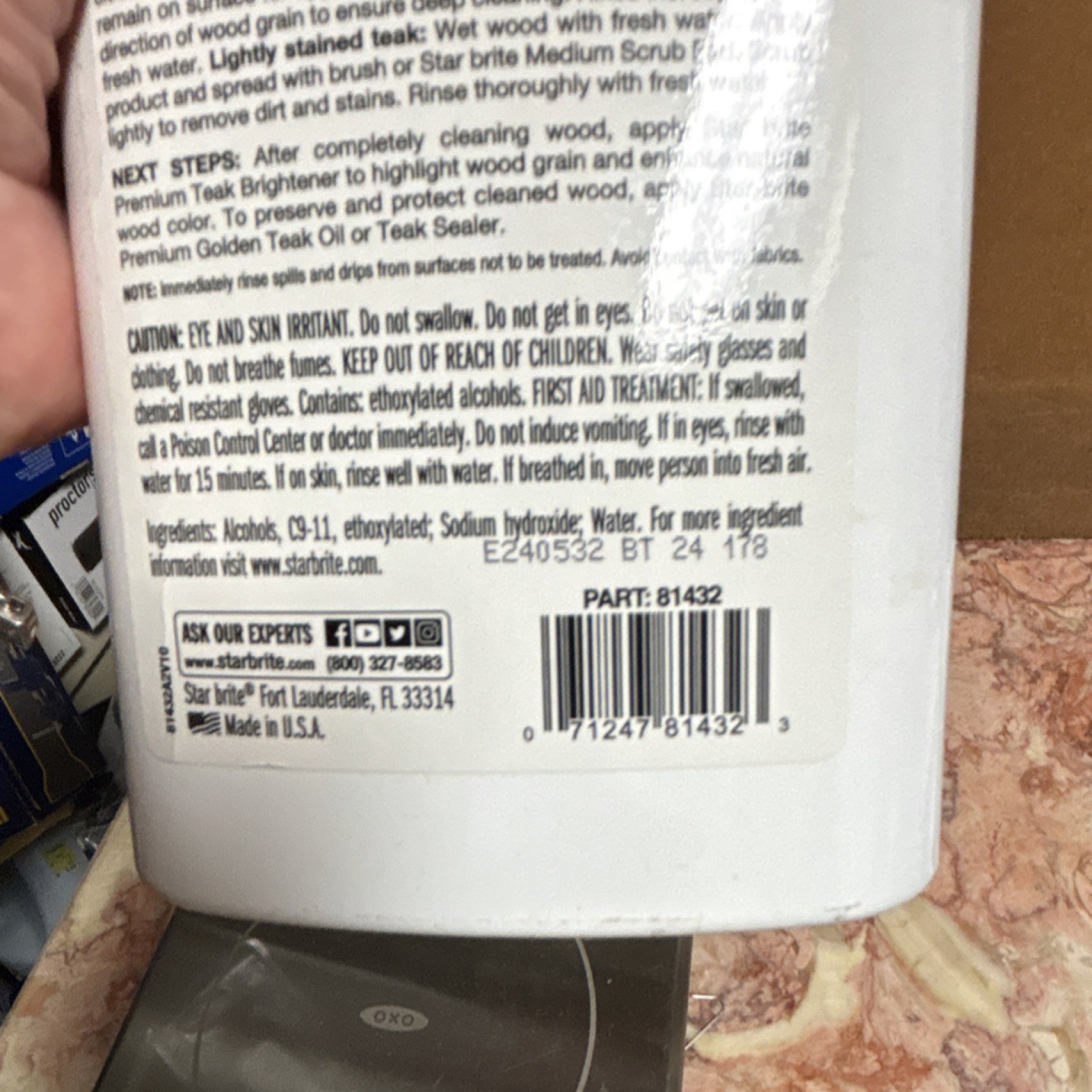 Star brite Premium Teak Cleaner Step 1 No Dangerous Acids 32 fl oz 81432