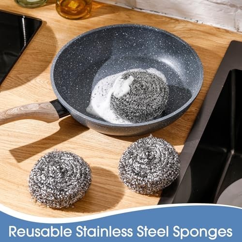 72 Pcs Stainless Steel Scrubber Set – Heavy Duty Steel Wool Scourers for Dishes,
