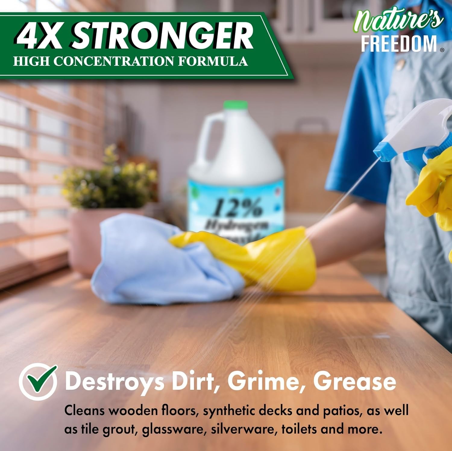 12% Hydrogen Peroxide, Food Grade H2O2 and Purified Water Only, 4 Gallons