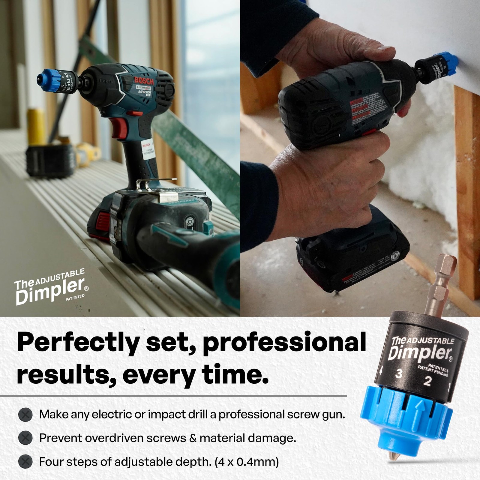 Adjustable Drywall Bit for Electric & Impact Drills | Magnetic Screw Holder
