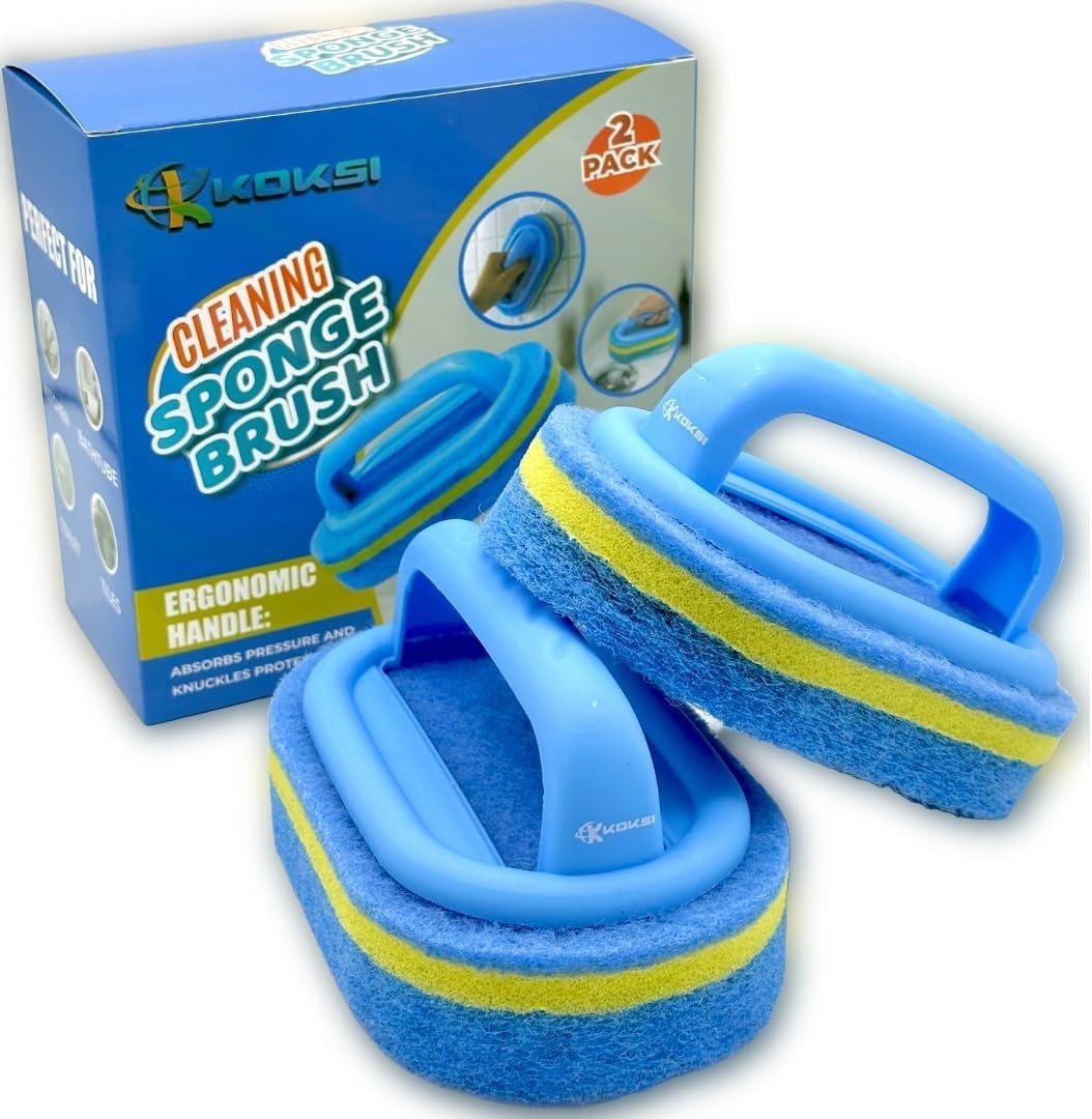 Ergonomic 2-Piece Bathroom & Kitchen Scrubbing Brush Set – All Purpose Cleaning