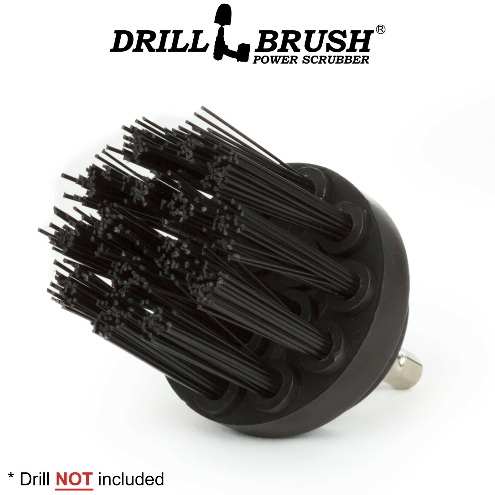 2 Inch Diameter Black Ultra Stiff Bristle Drill Brush for Removing Baked on Food