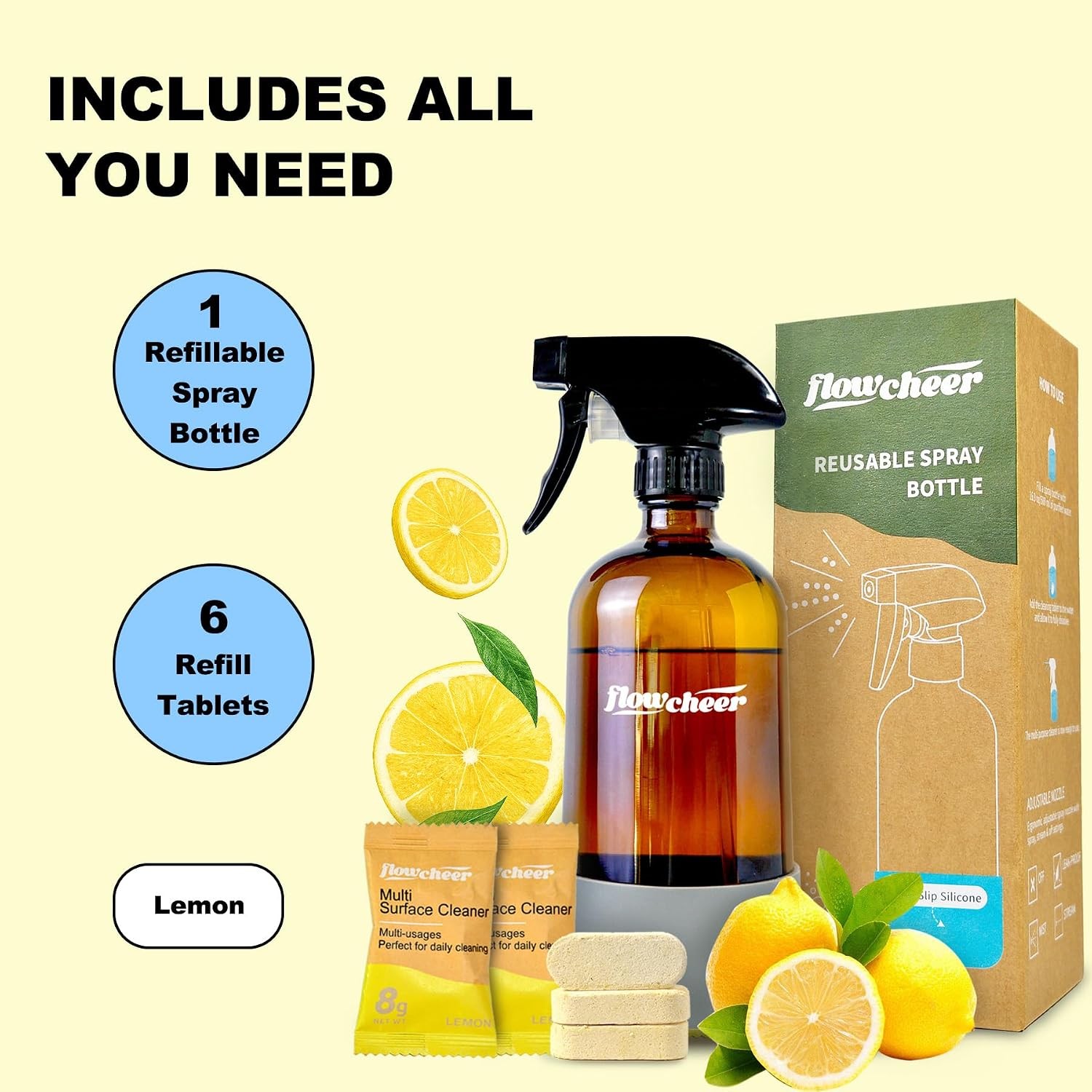 Lemon Scented All Purpose Household Multi Surface Cleaner Refills Non Toxic