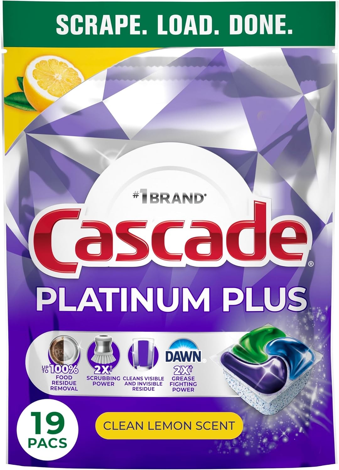 Platinum Plus Dishwasher Pods, Dishwasher Detergent, Dish Detergent Soap, Lemon,