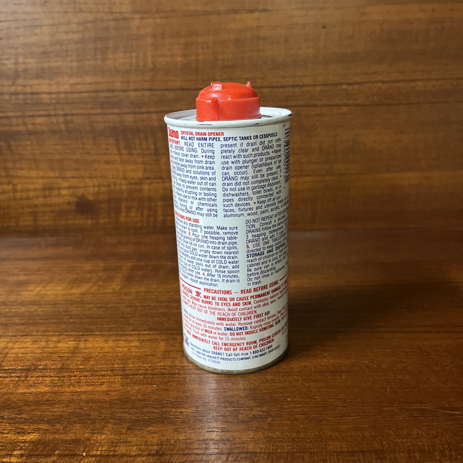Vintage Drano CRYSTAL Drain Opener 18 oz Metal Can Clog Remover New Full