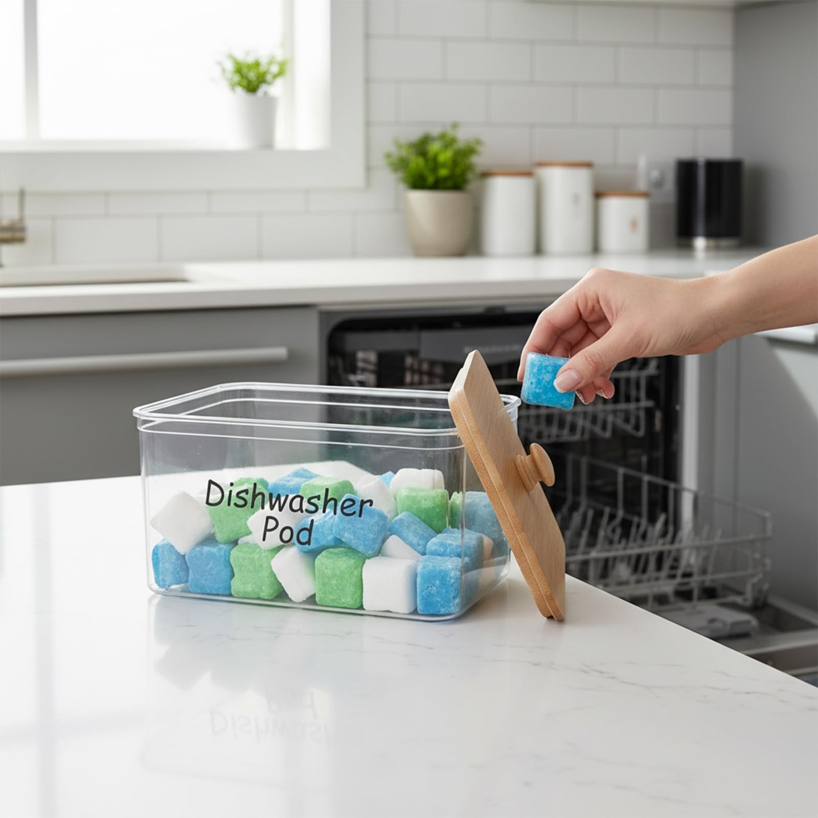 2 Pack Laundry Pods Container, Acrylic Dishwasher Pods Holder with Lid, Laund…