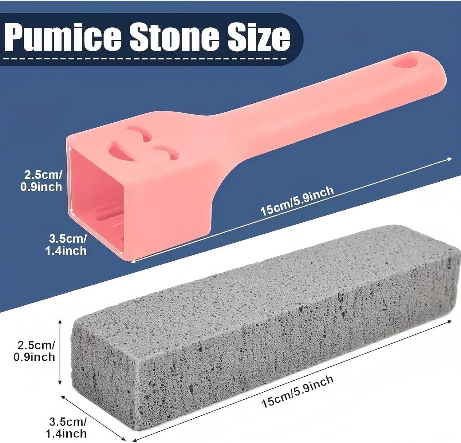6 Pack Pumice Stone Cleaning,Pumie Scouring Stick W/ Handle Heavy Duty Toilet