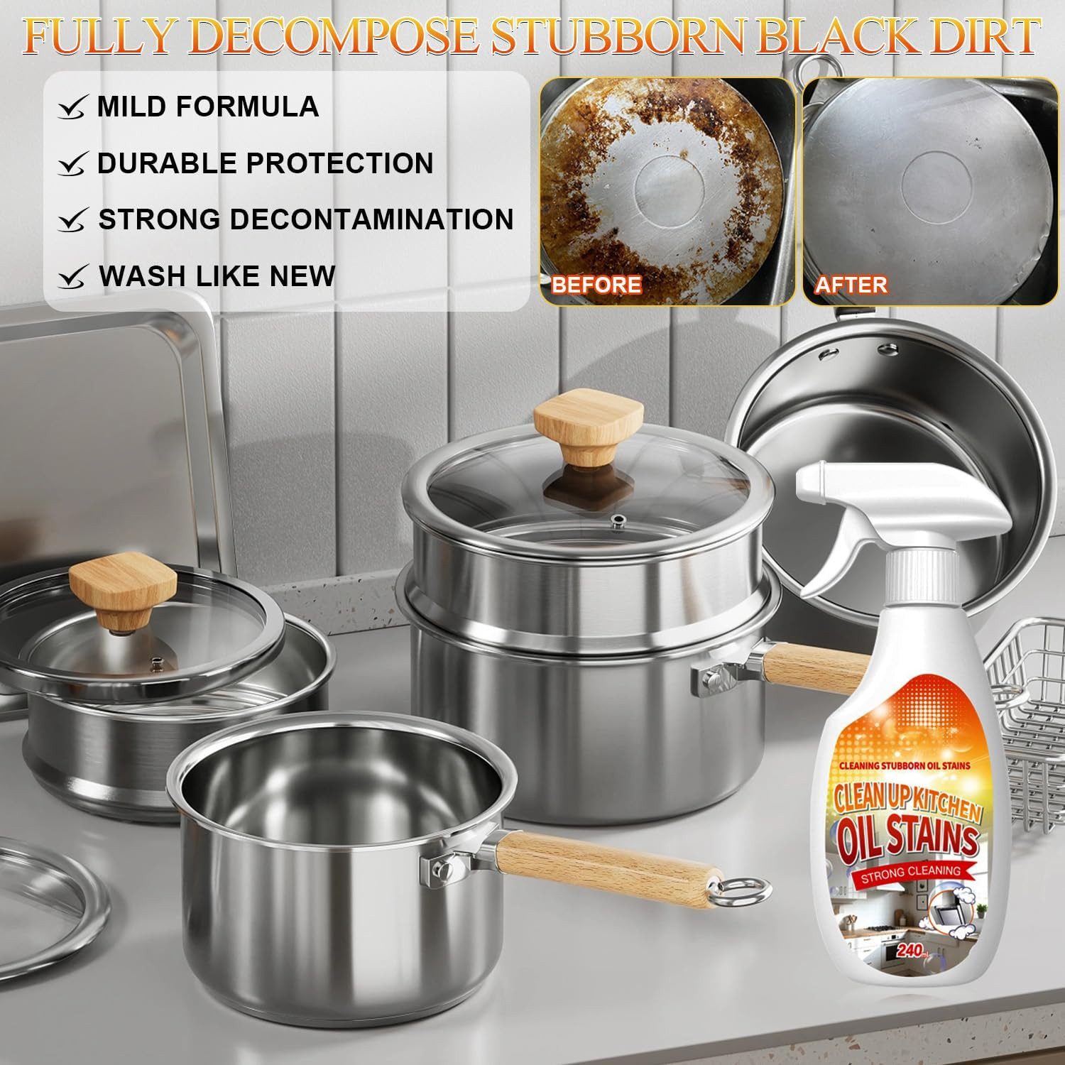 Clean up Kitchen Oil Stains Spray,Kitchen Spray Cleaner,All-Purpose Cleaning Spr