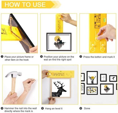 Picture Frame Hang and level Tool Photo Clock Mirror Hanging Hanger Easy Level