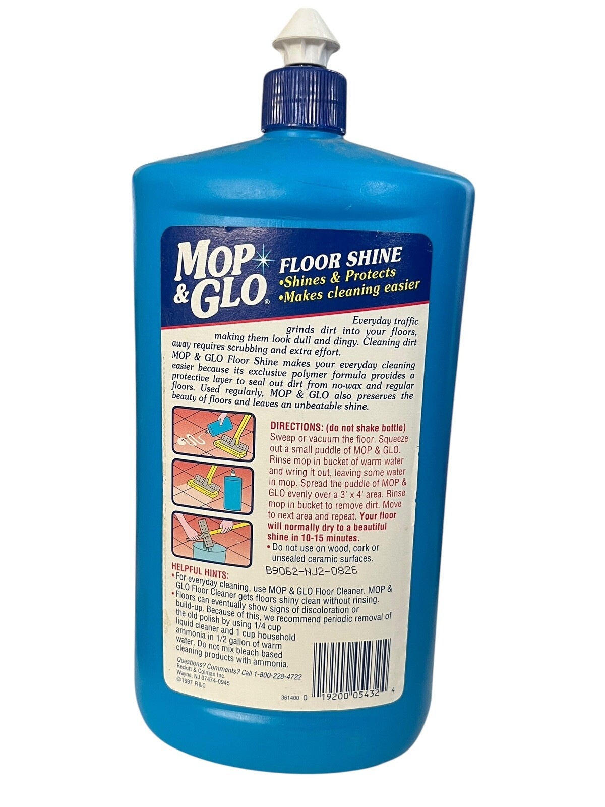Vintage MOP & GLO Floor Shine Cleaner 1 Quart Bottle FULL 1997 – Movie Props