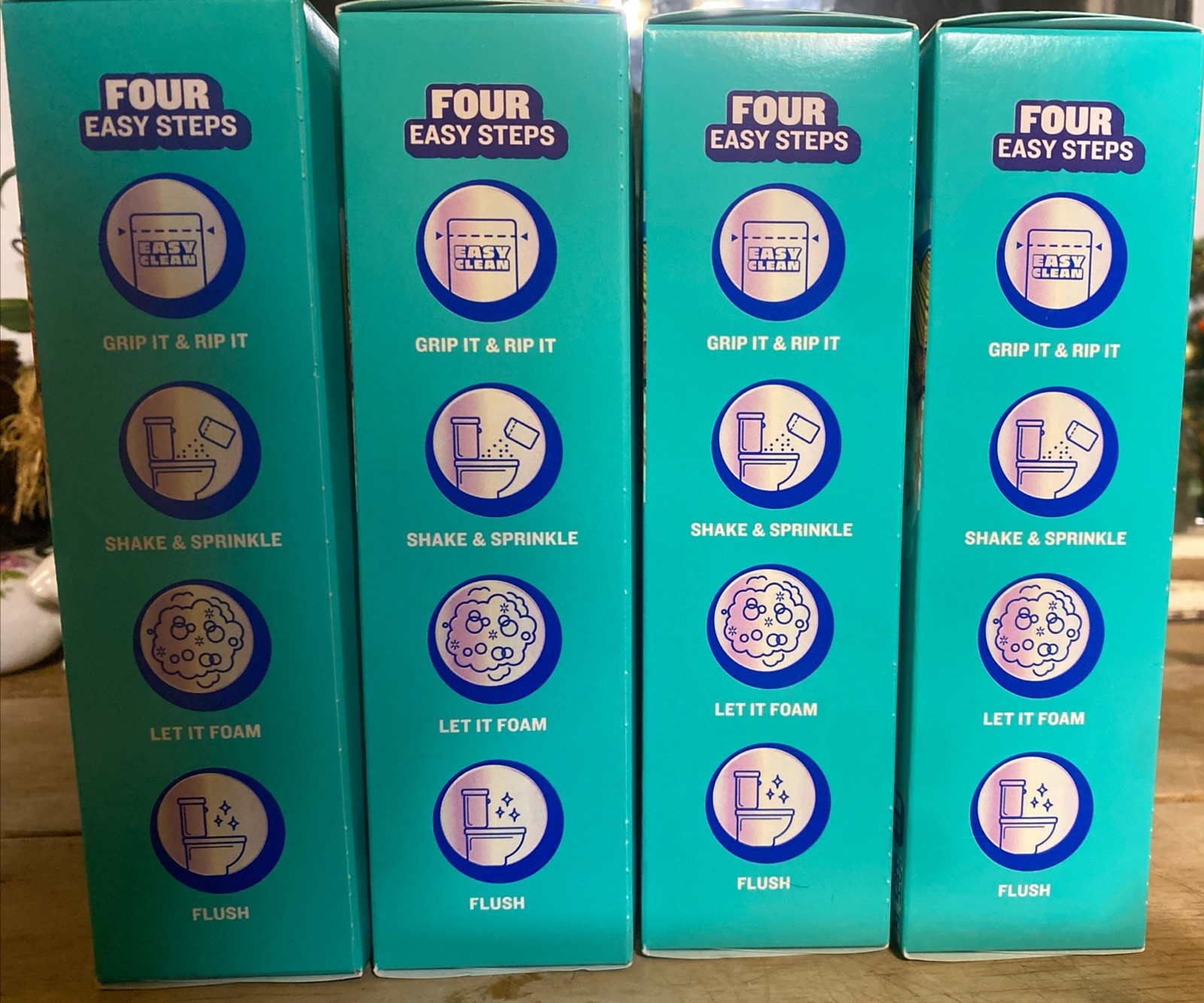 4 Boxes = 8 Easy Clean Foaming Toilet Bowl Cleaner, Easy Drop in Powder Pouches