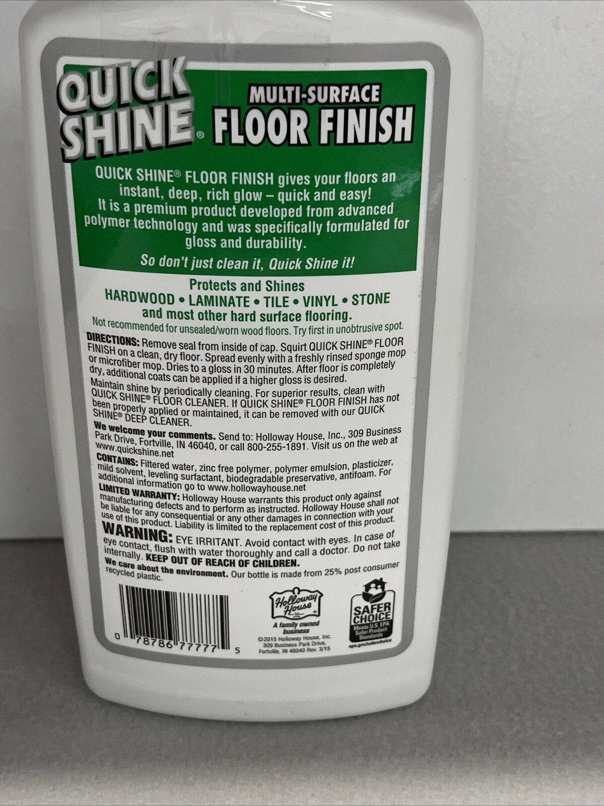 Vintage Holloway House Quick Shine Multi Surface Floor Finish, 27oz, 90% Full