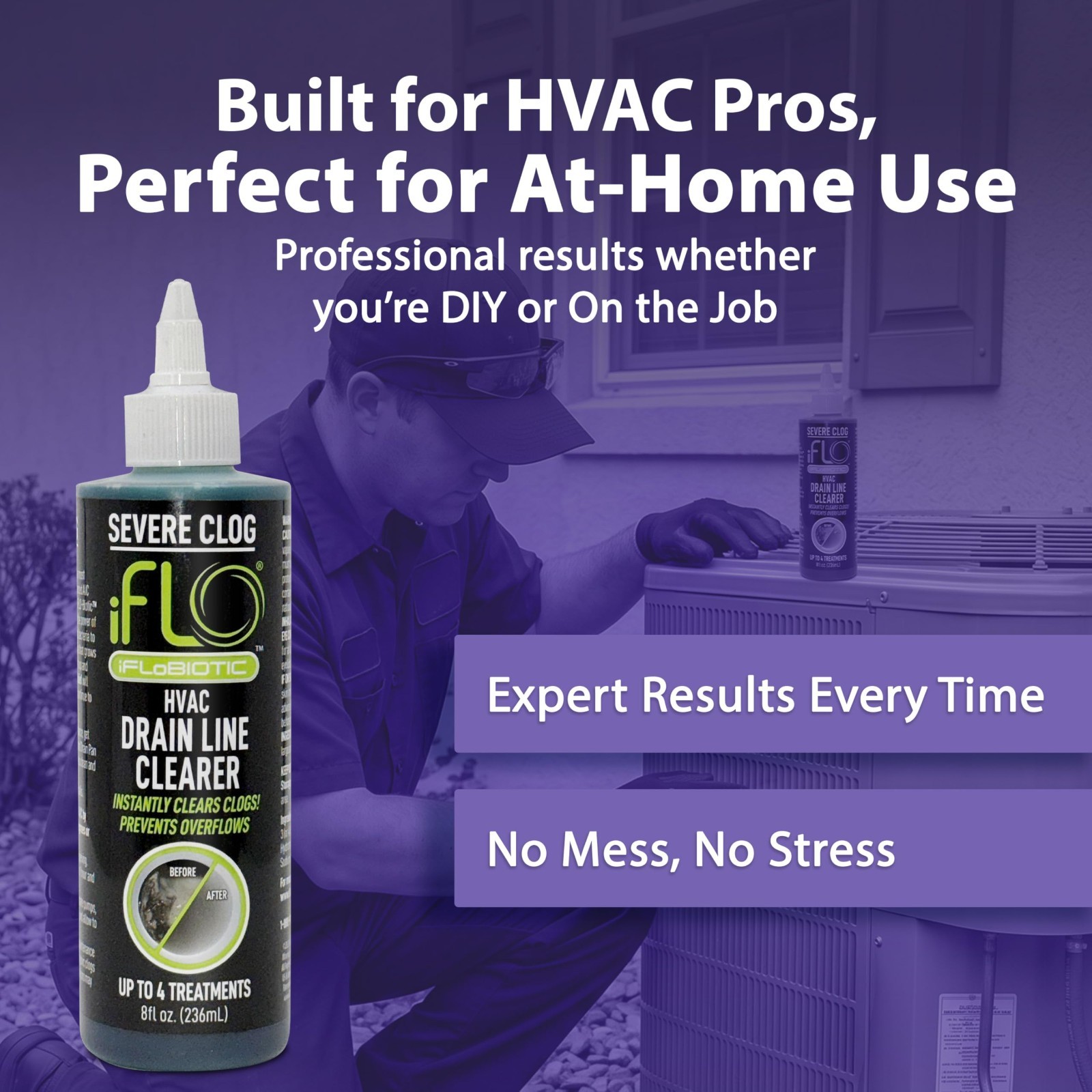 Severe Clog Relief A/C Drain Cleaner 5X Concentrate – 8oz for HVAC Maintenance
