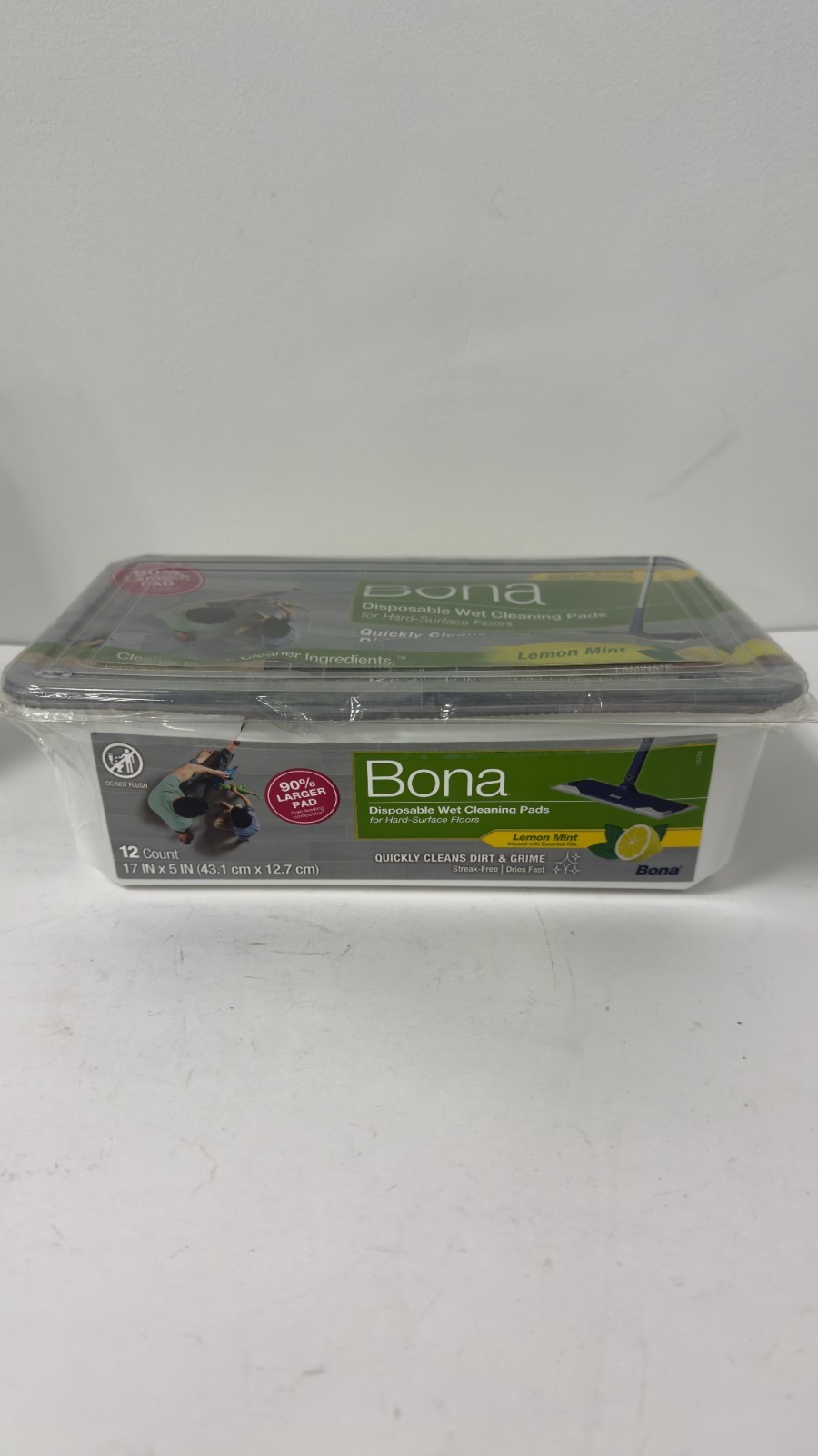 Bona® Disposable Wet Cleaning Pads for Hard-Surface Floors, Lemon Mint Scent 12